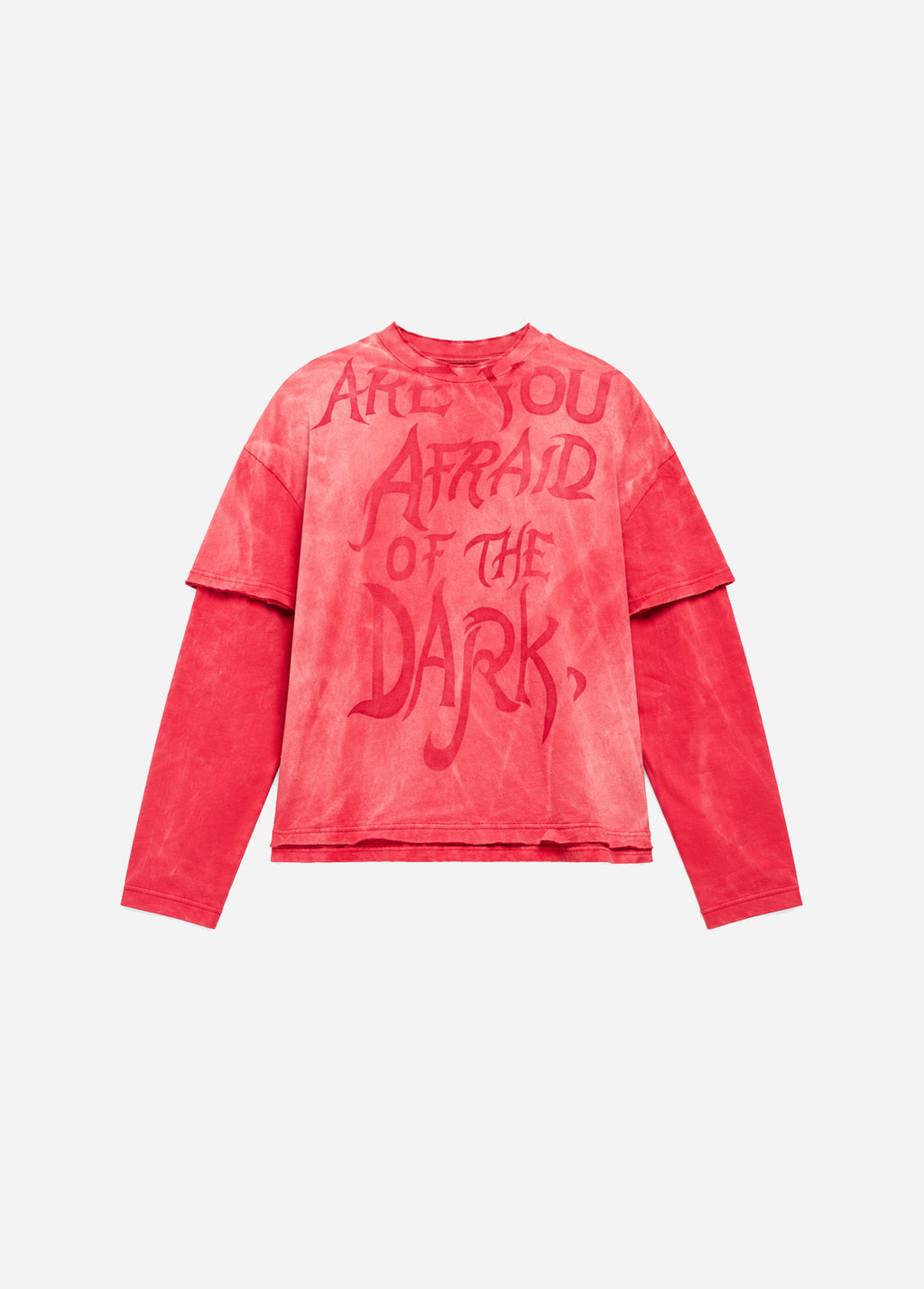 ARE YOU AFRAID RED DOUBLE LAYER BOXY TEE - RED