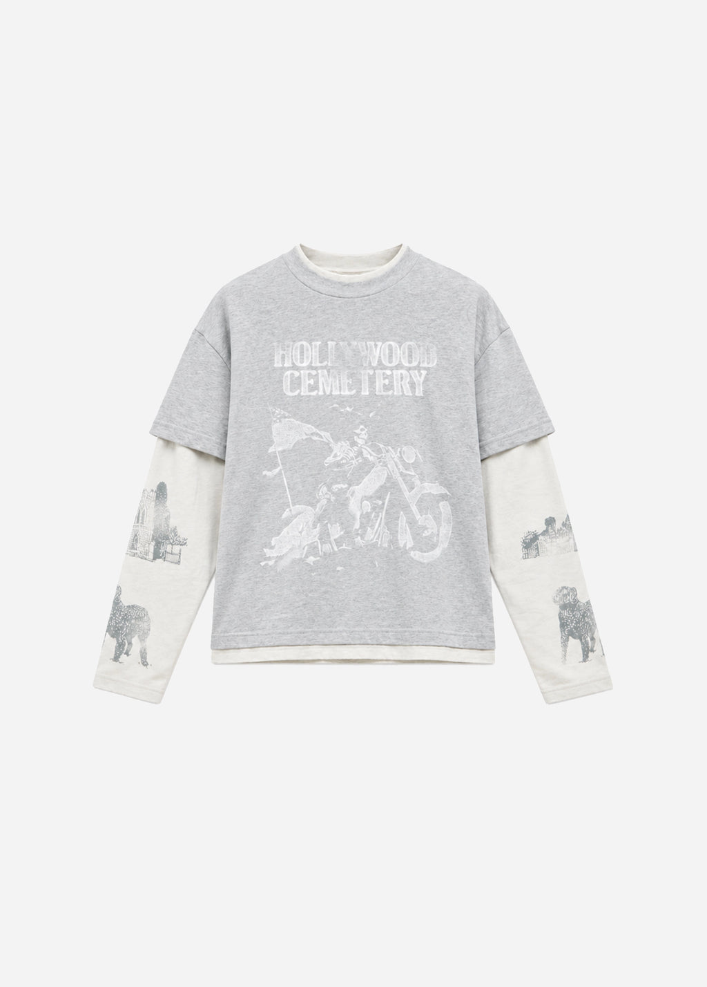 HOLLYWOOD CEMETERY DOUBLE LAYER BOXY TEE - HEATHER