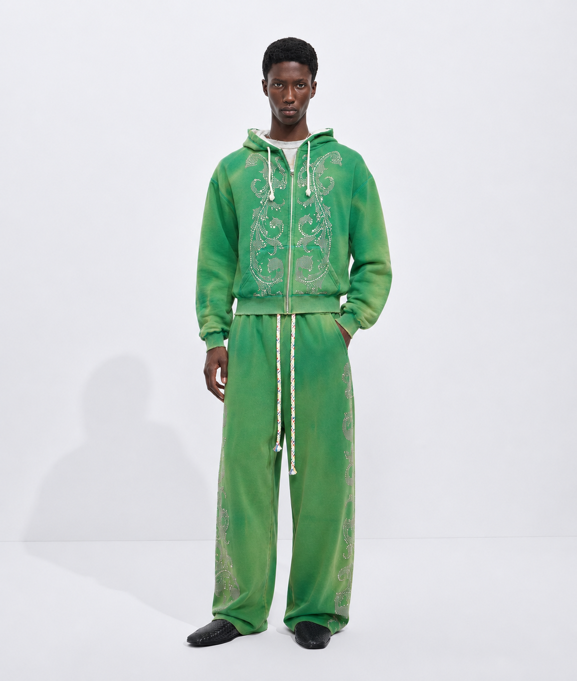 STUDDED SWEATPANTS - GREEN