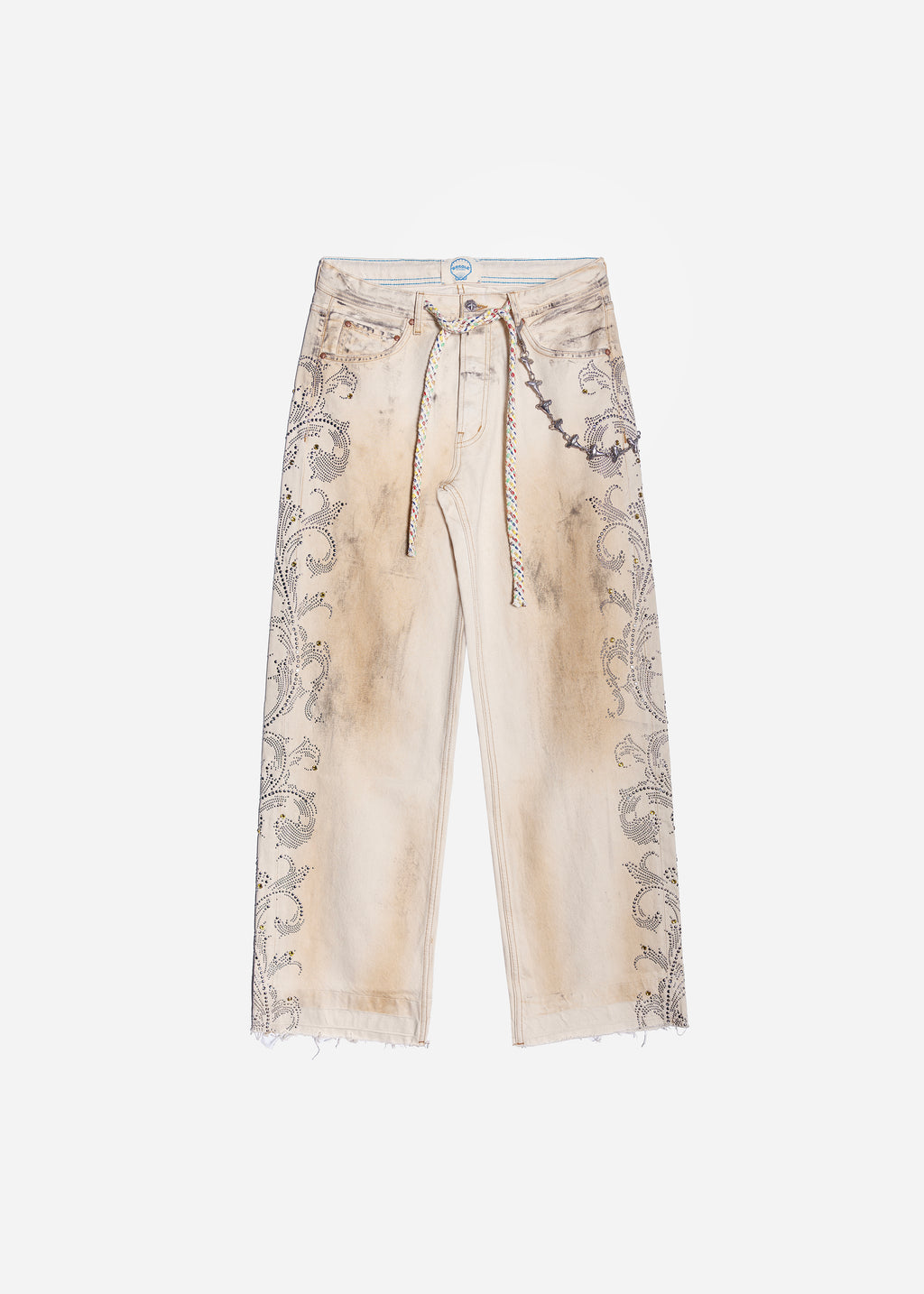 DENIM JEANS WITH CHAIN - DIRTY WHITE