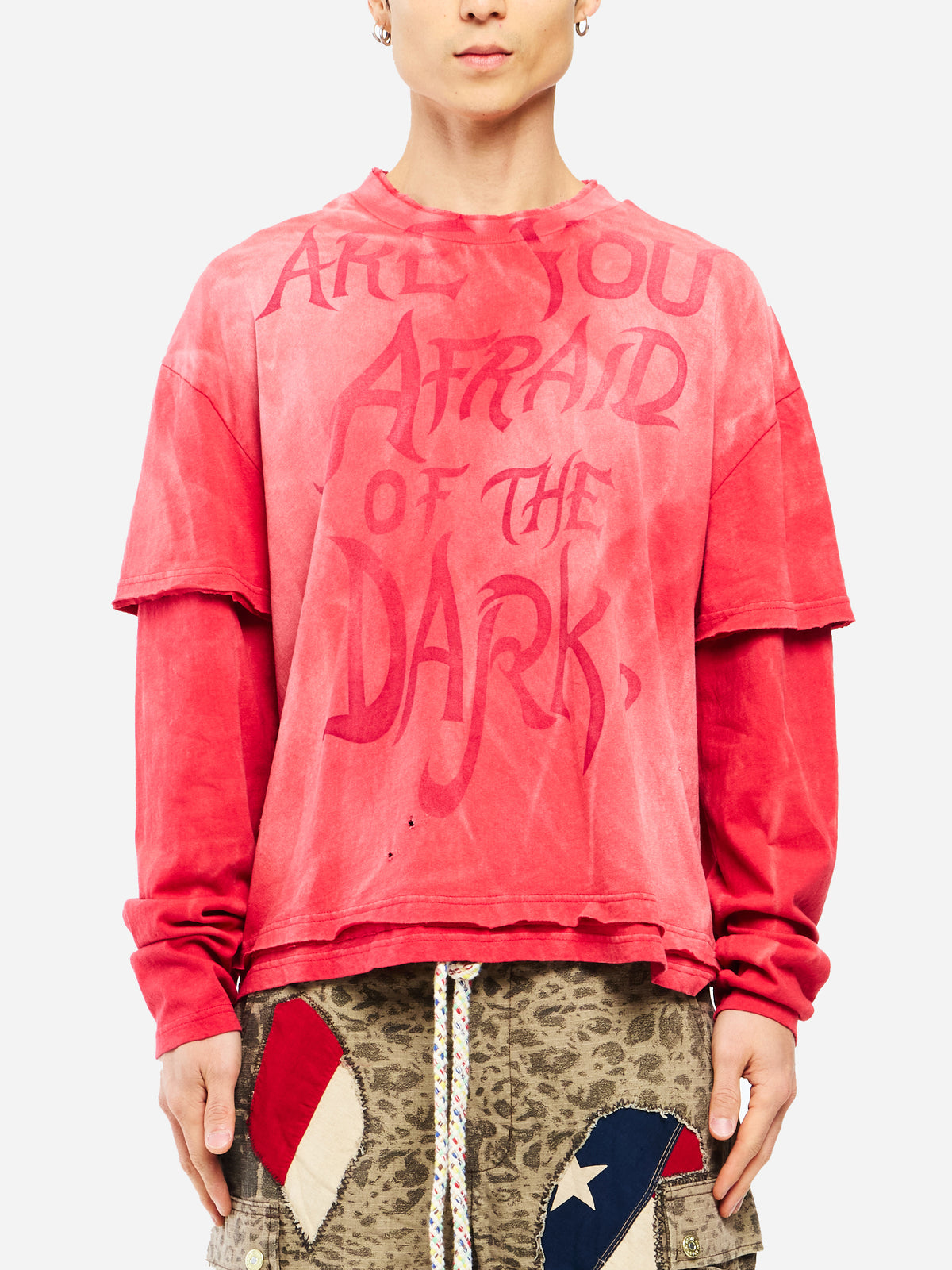 ARE YOU AFRAID RED DOUBLE LAYER BOXY TEE - RED