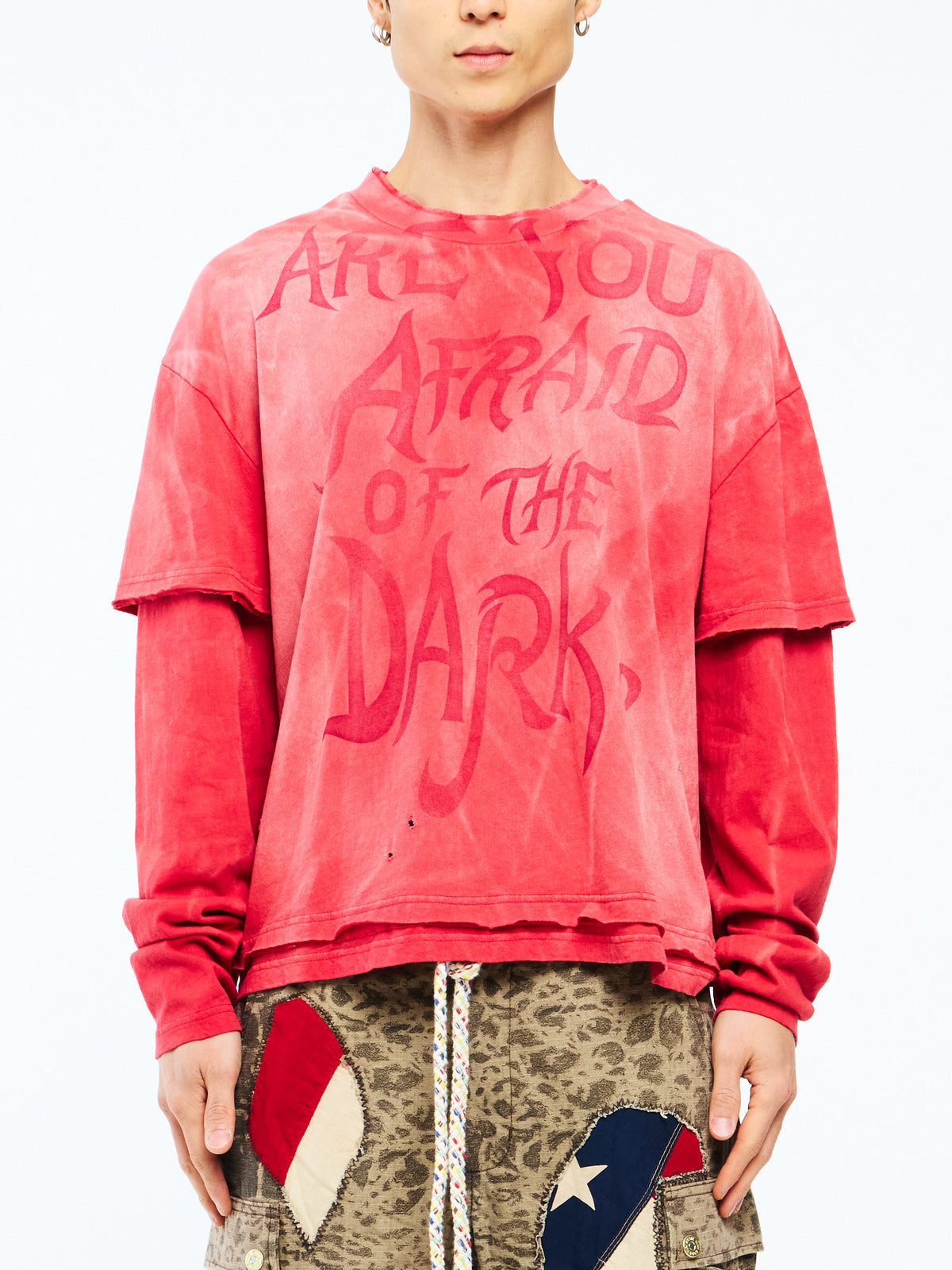 ARE YOU AFRAID RED DOUBLE LAYER BOXY TEE - RED