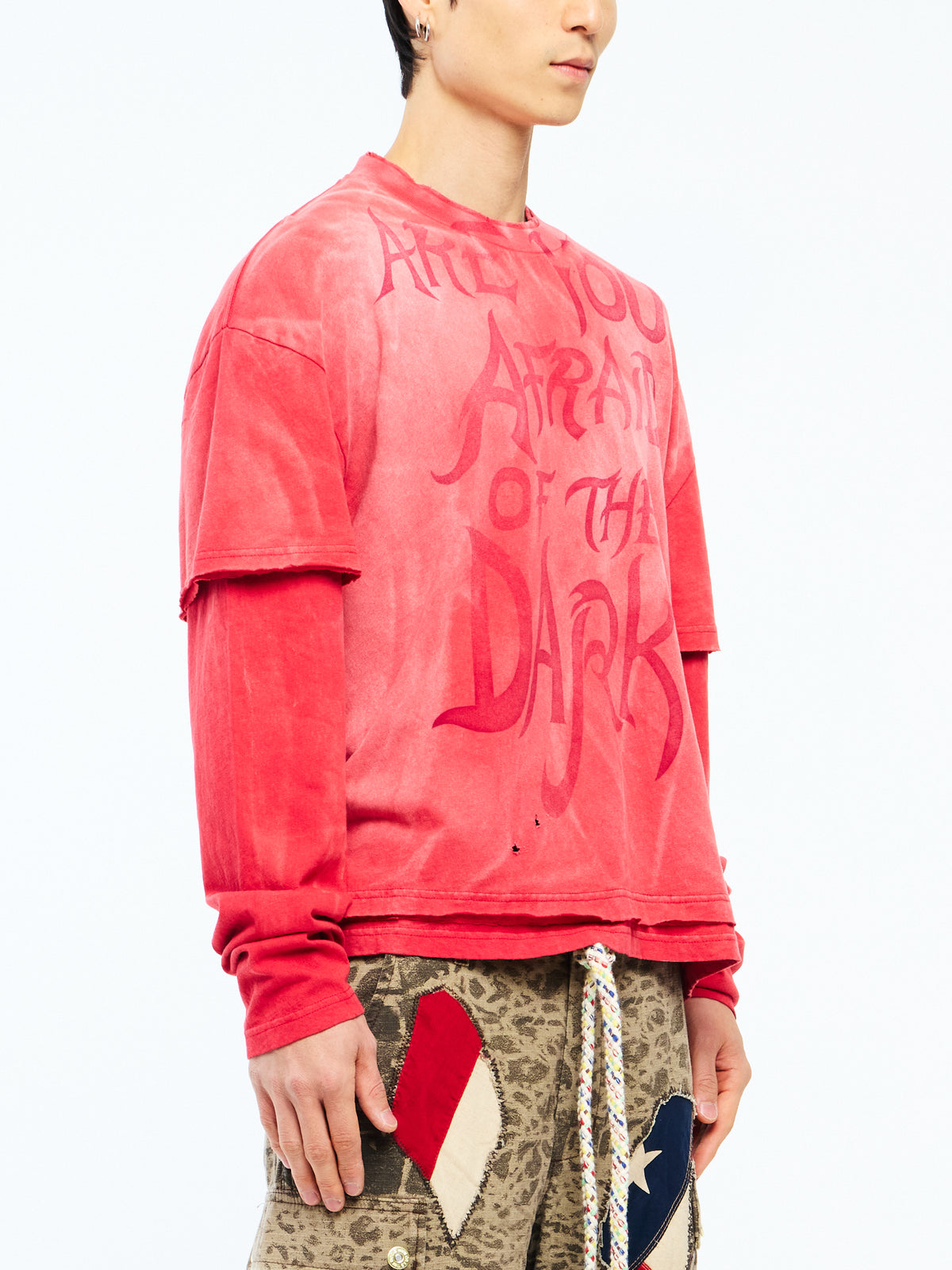 ARE YOU AFRAID RED DOUBLE LAYER BOXY TEE - RED