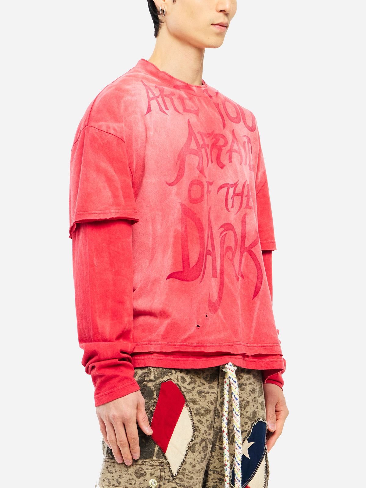 ARE YOU AFRAID RED DOUBLE LAYER BOXY TEE - RED