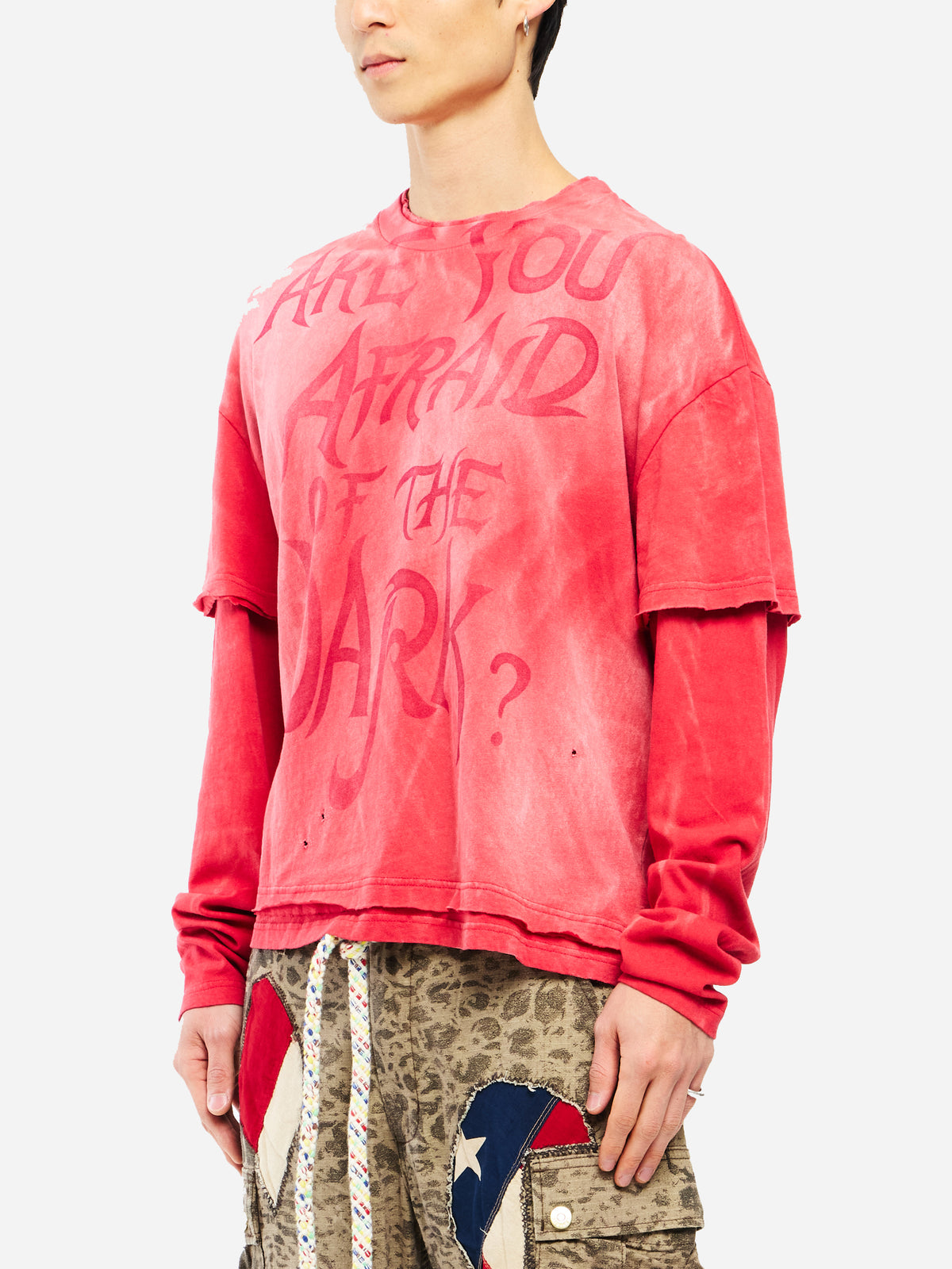 ARE YOU AFRAID RED DOUBLE LAYER BOXY TEE - RED