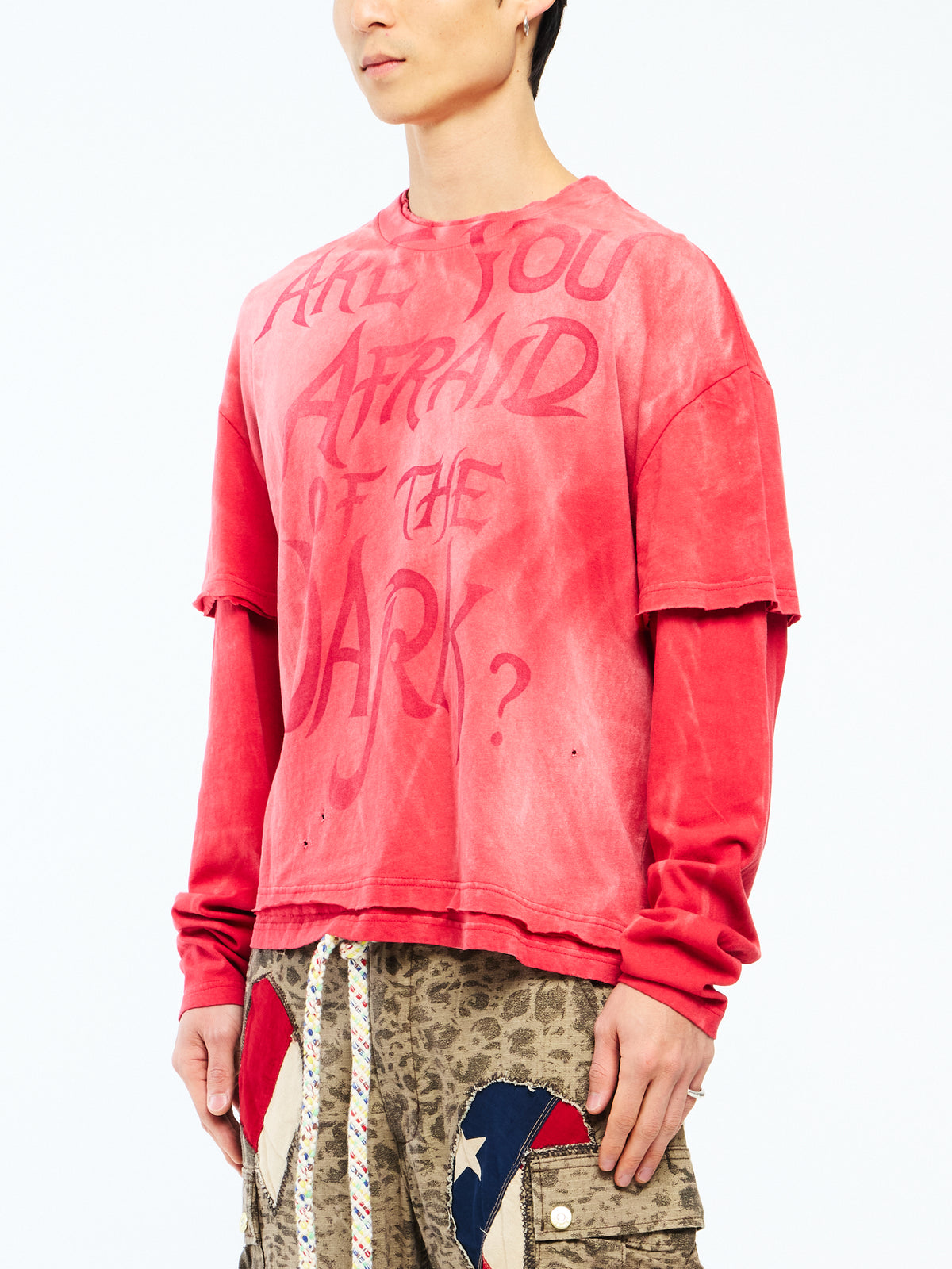 ARE YOU AFRAID RED DOUBLE LAYER BOXY TEE - RED