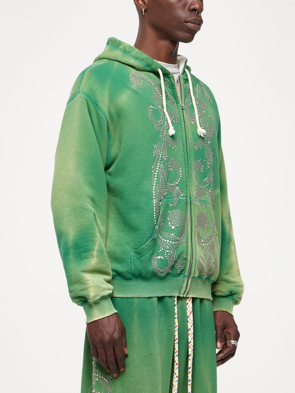 STUDDED THERMAL LINED ZIP UP - GREEN