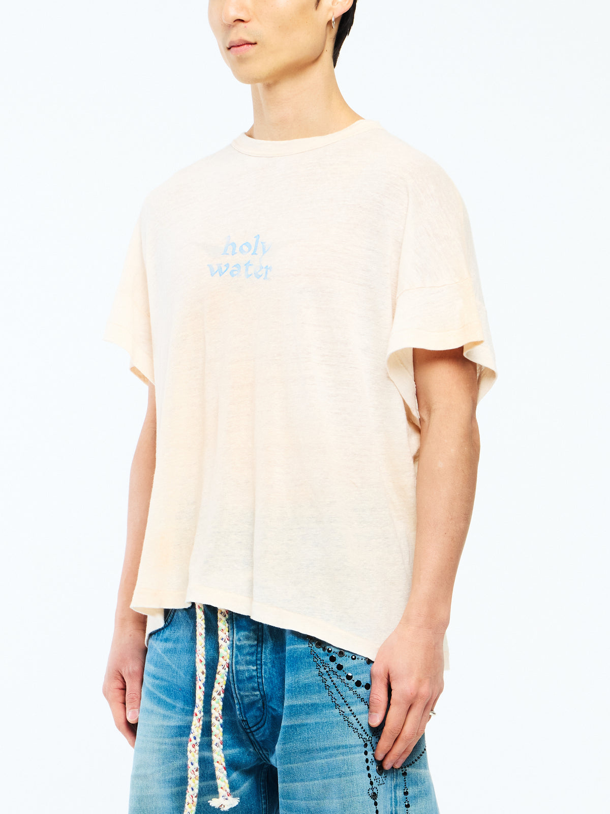 HOLY WATER SHORT SLEEVE LINEN SHIRT - IVORY