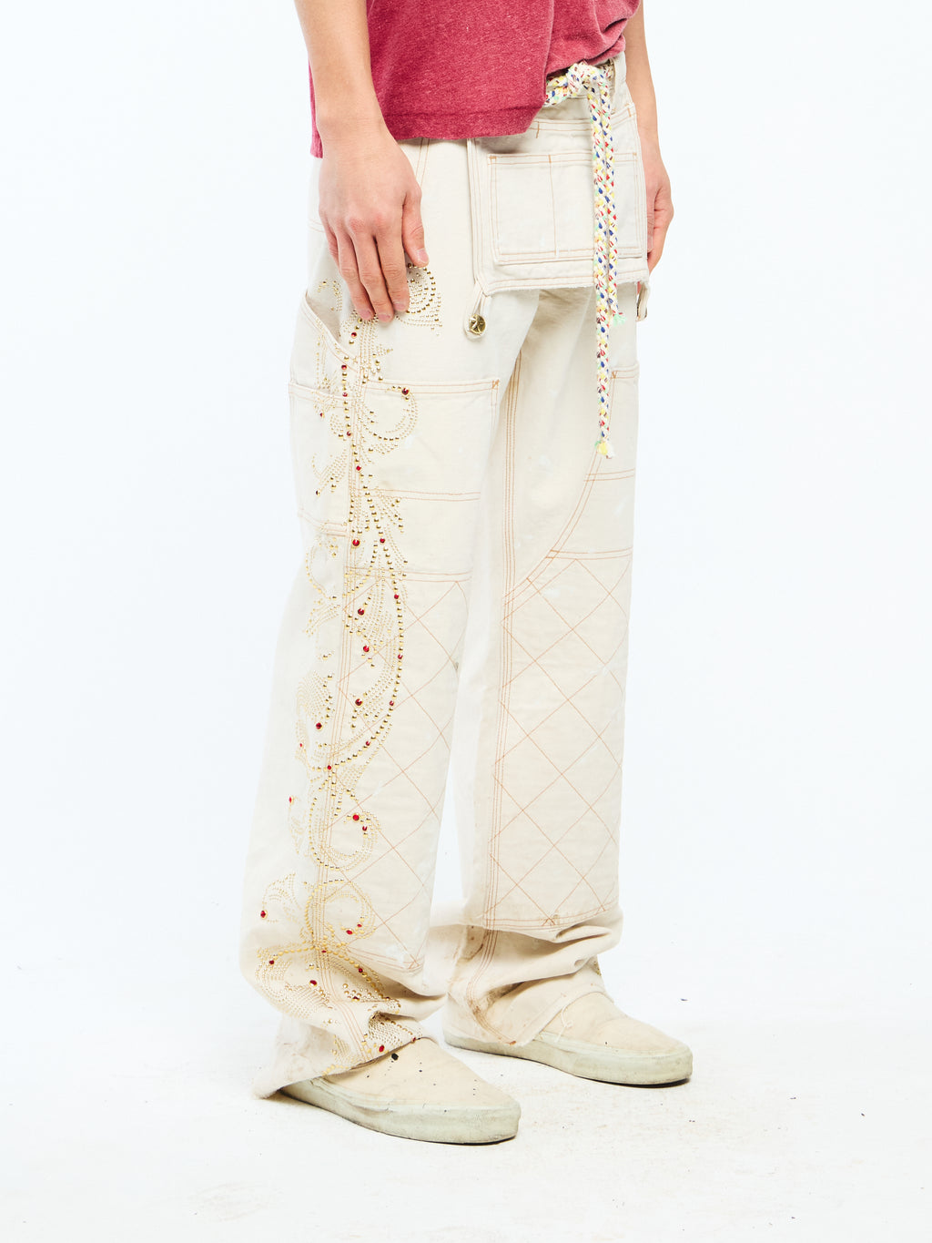 CANVAS DOUBLE KNEES - OFF WHITE