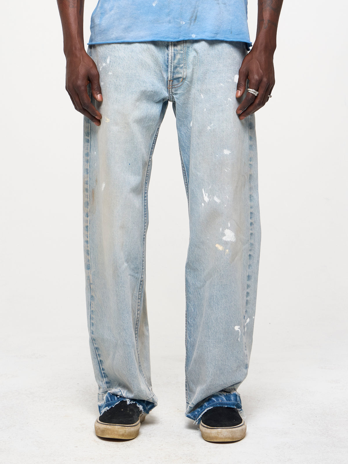 WIDE LEG DENIM JEANS - SAND WASH