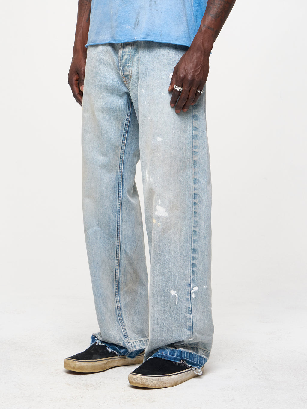 WIDE LEG DENIM JEANS - SAND WASH