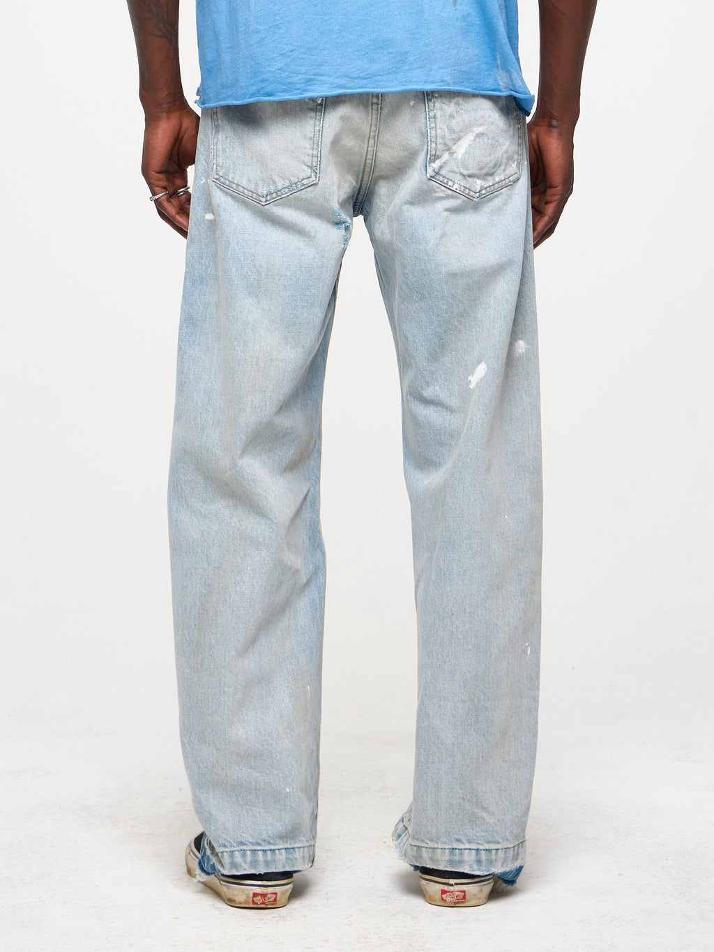 WIDE LEG DENIM JEANS - SAND WASH