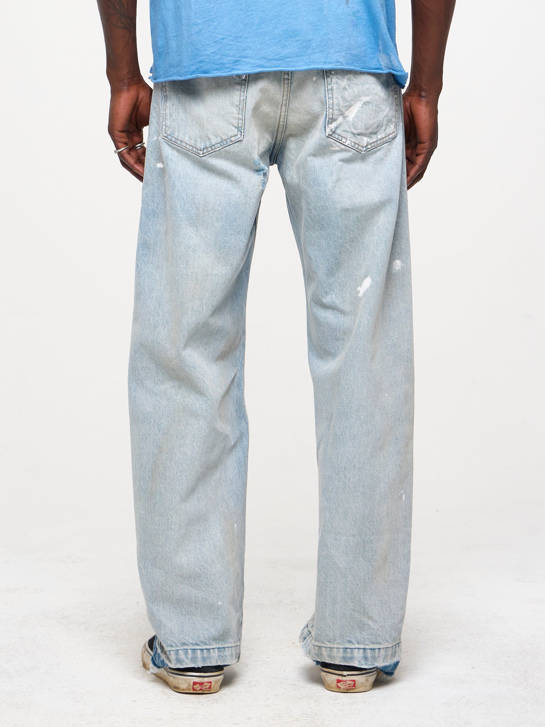 WIDE LEG DENIM JEANS - SAND WASH