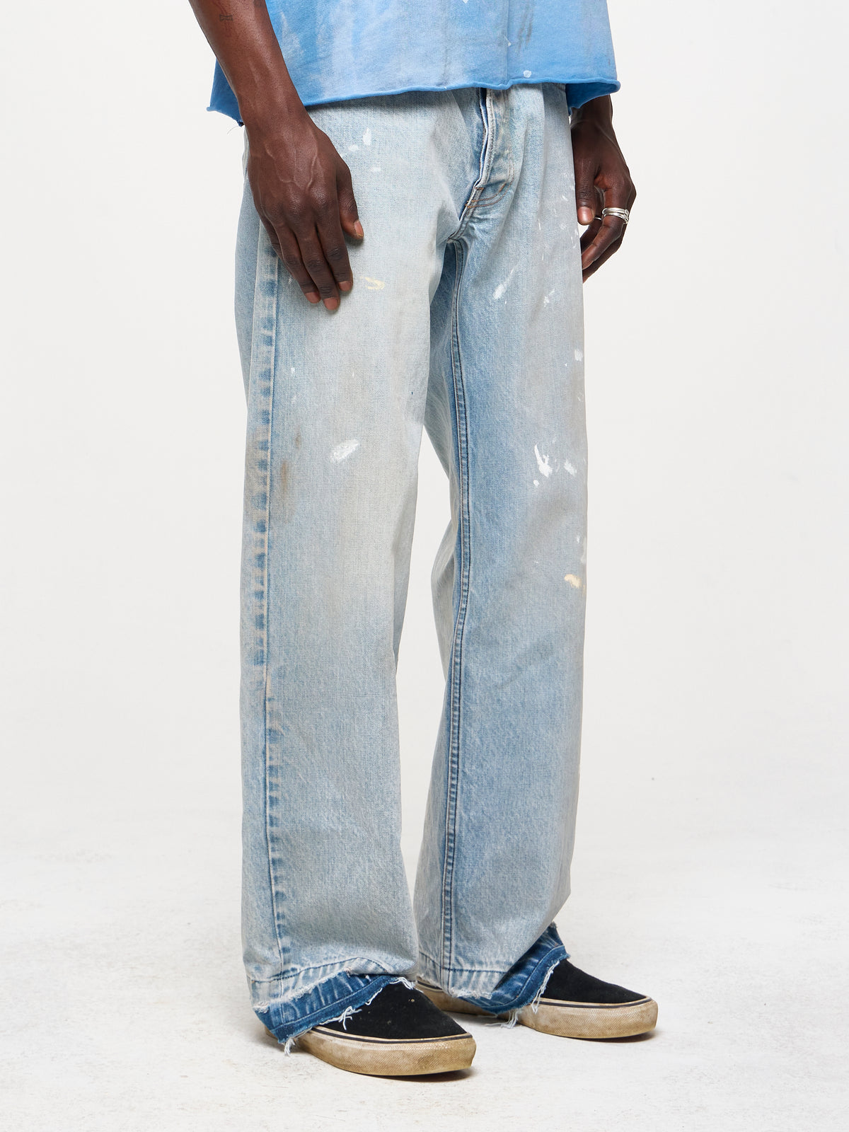 WIDE LEG DENIM JEANS - SAND WASH