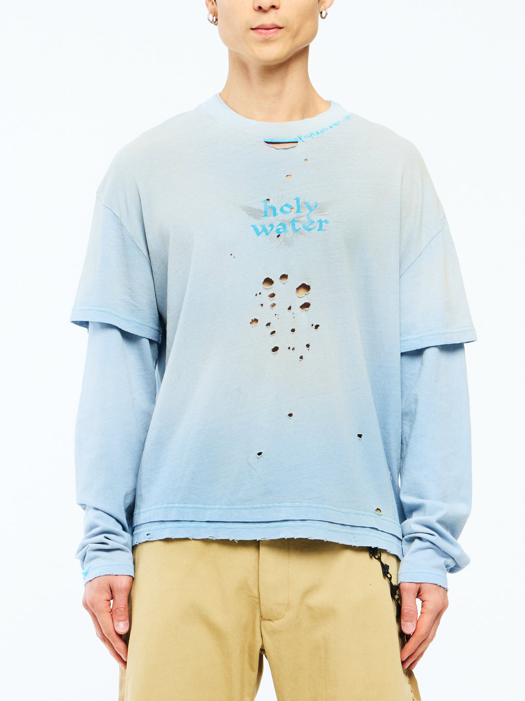 HOLY WATER DOUBLE LAYER BOXY TEE - BABY BLUE