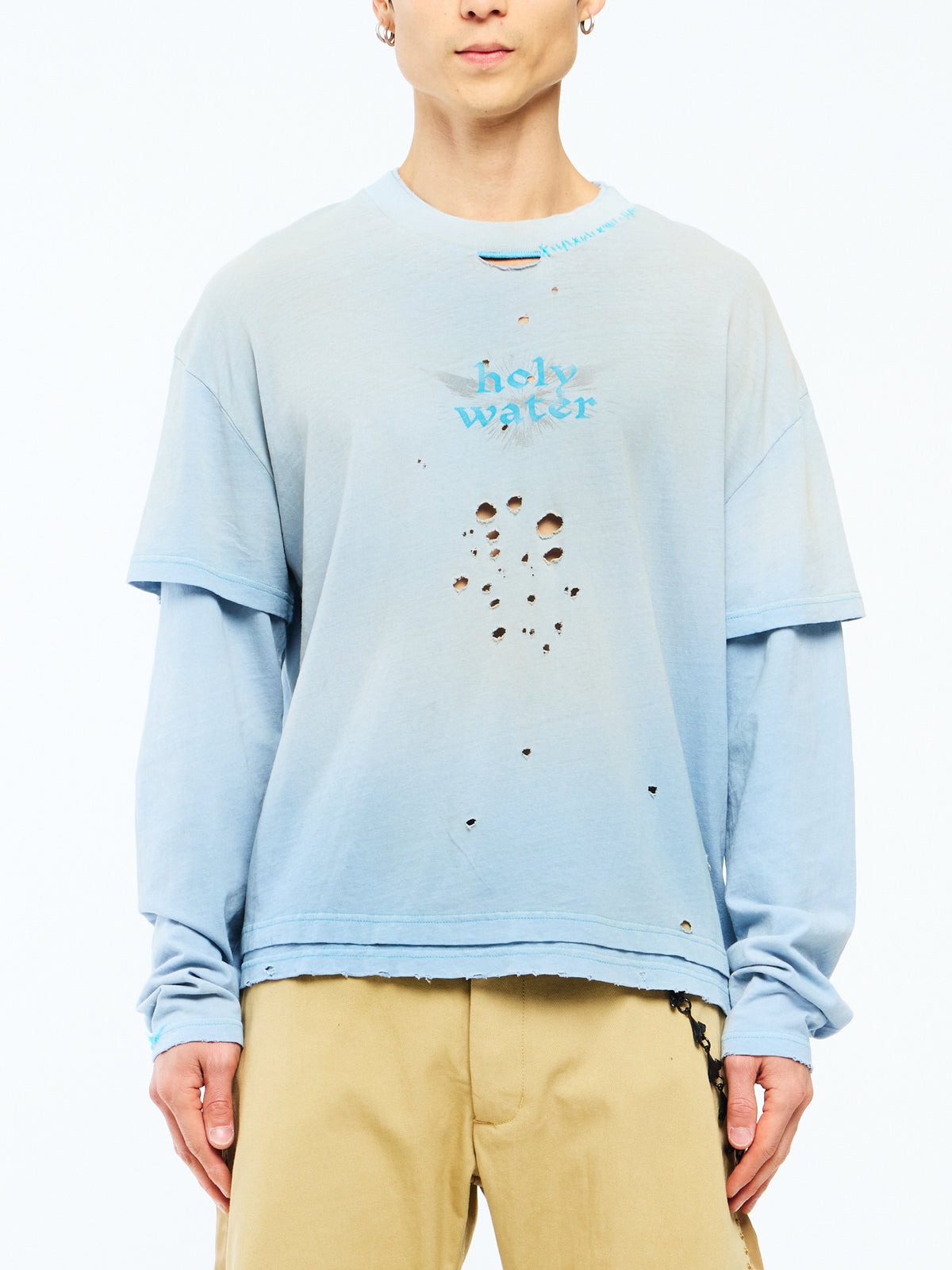 HOLY WATER DOUBLE LAYER BOXY TEE - BABY BLUE