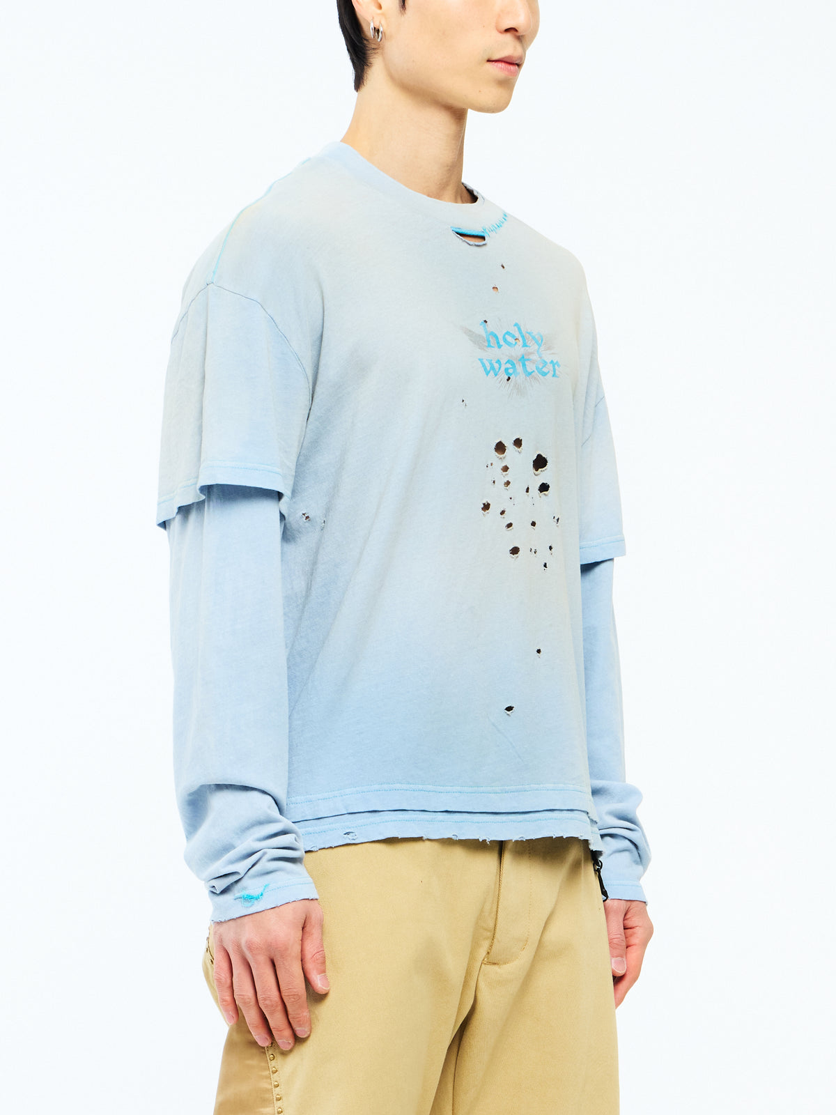 HOLY WATER DOUBLE LAYER BOXY TEE - BABY BLUE