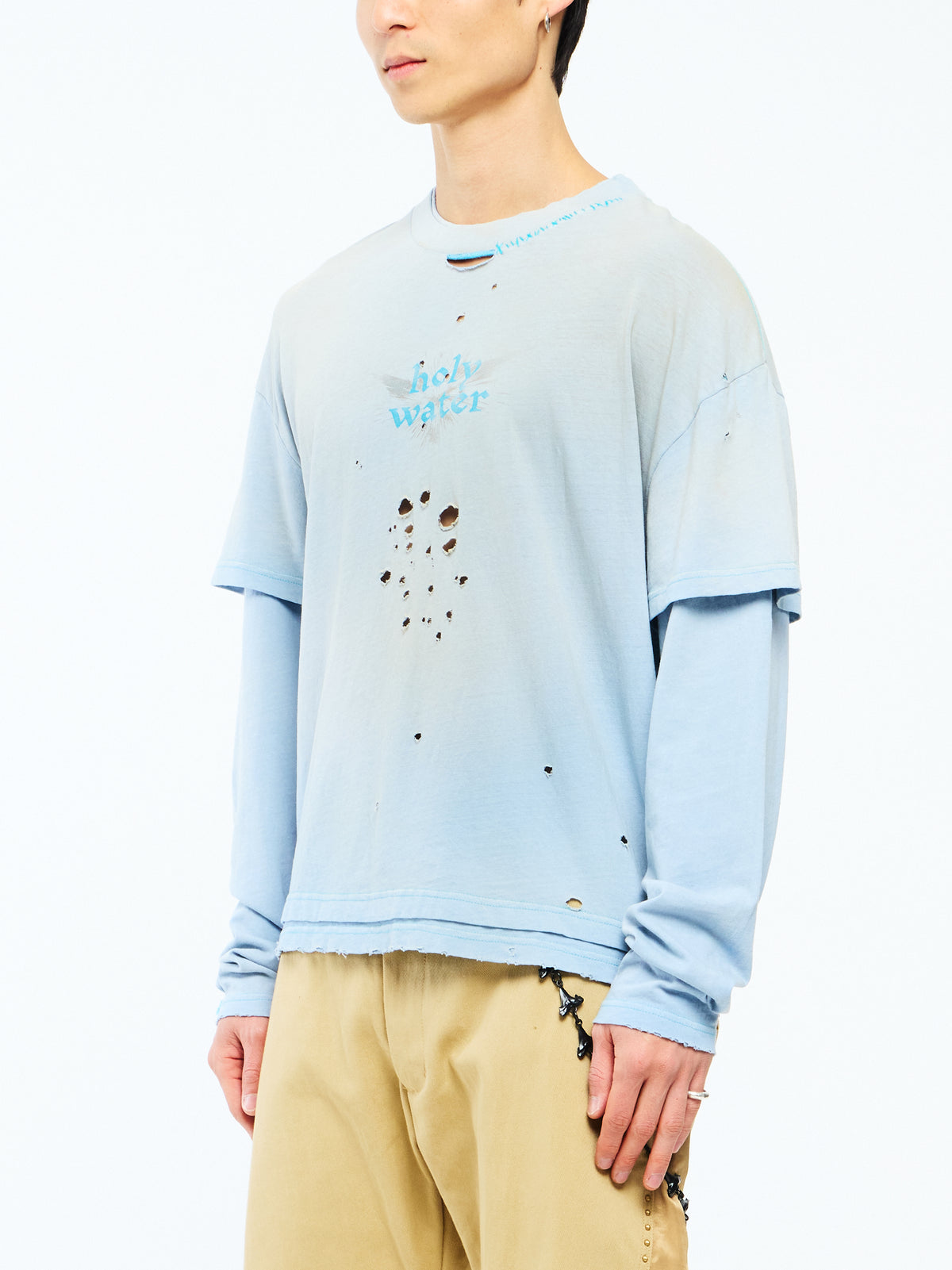 HOLY WATER DOUBLE LAYER BOXY TEE - BABY BLUE