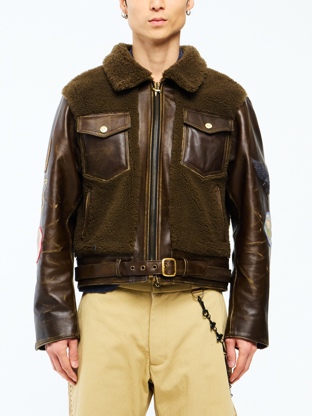 SHEARLING JACKET - ARMY BROWN