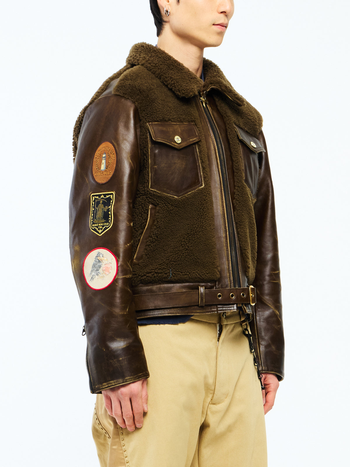 SHEARLING JACKET - ARMY BROWN