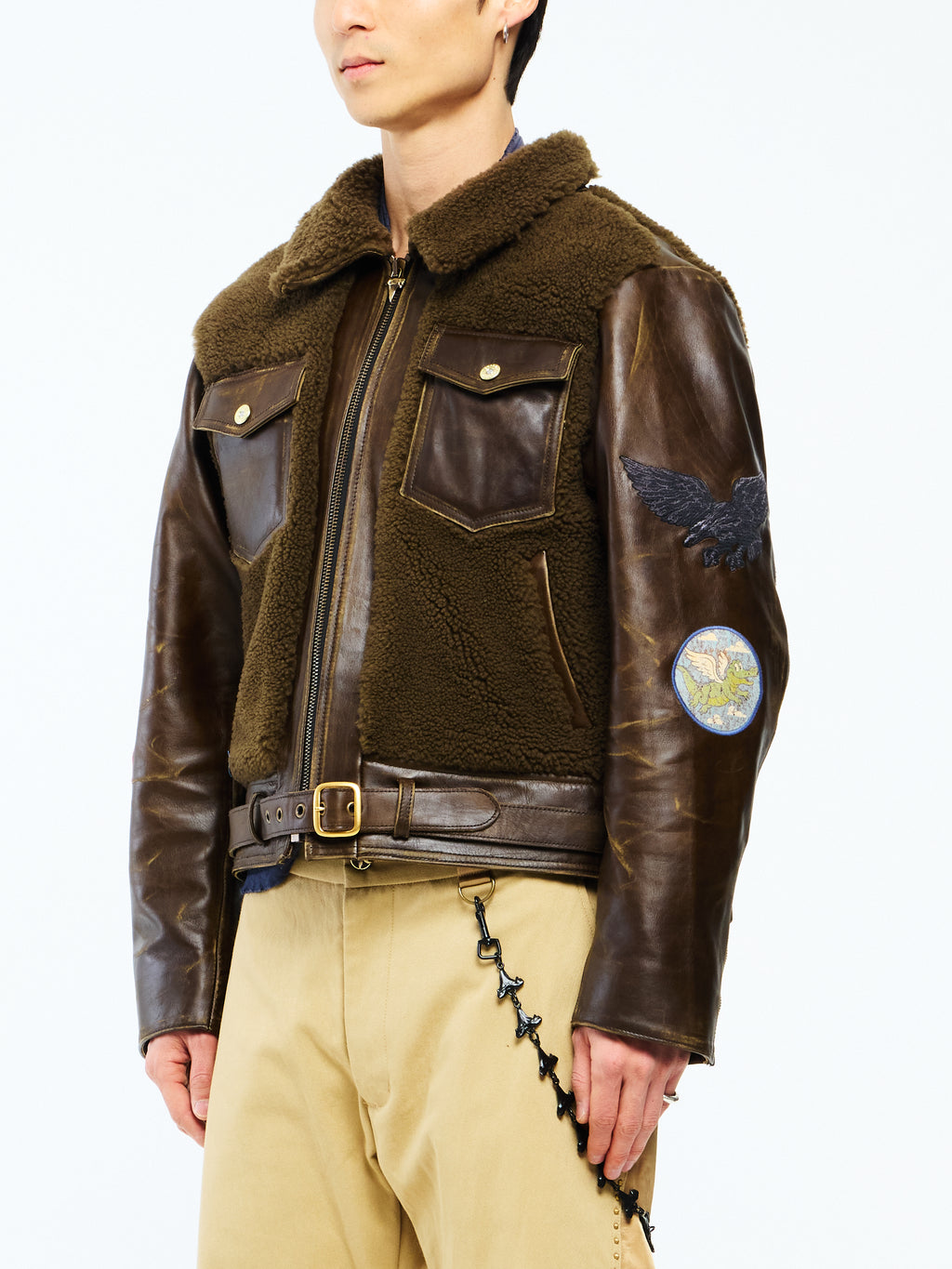 SHEARLING JACKET - ARMY BROWN
