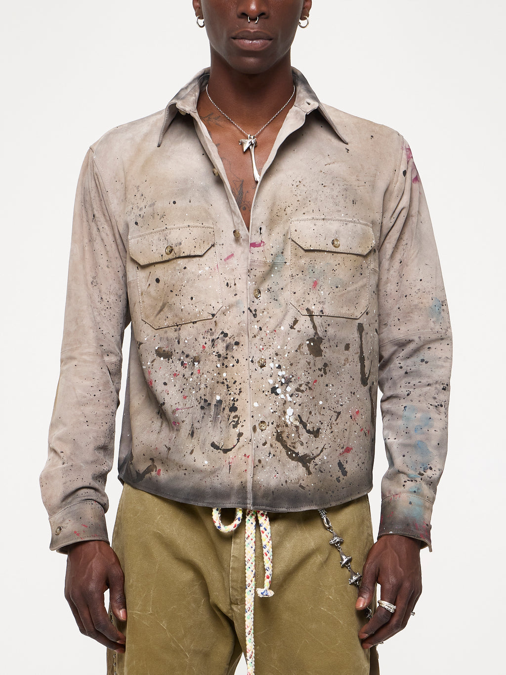 DIRTY SUEDE SHIRT - GREY