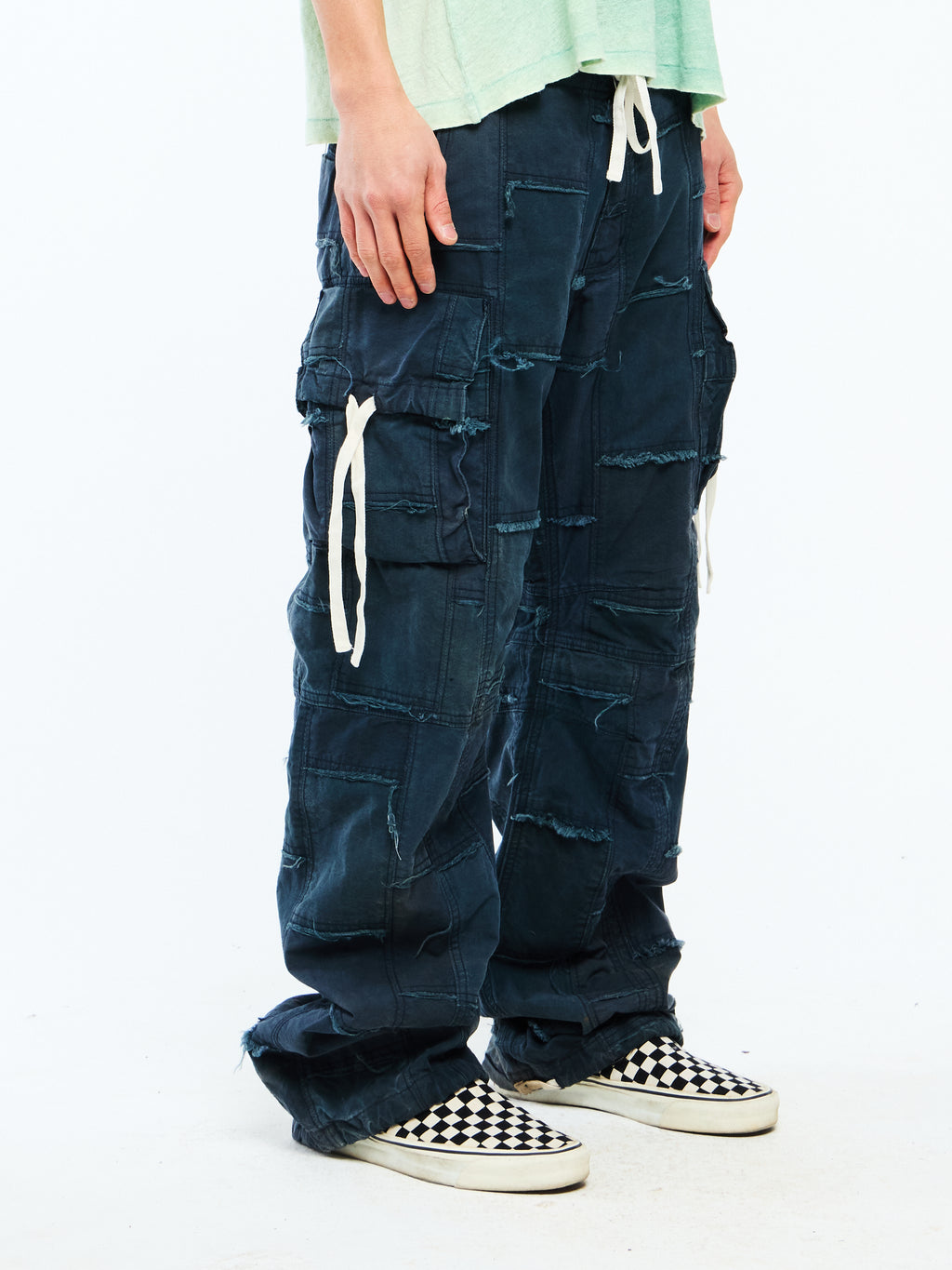 PATCHWORK CARGO PANTS - NAVY