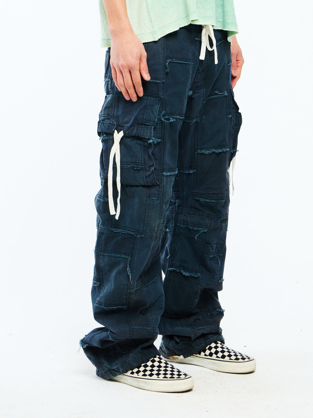 PATCHWORK CARGO PANTS - NAVY