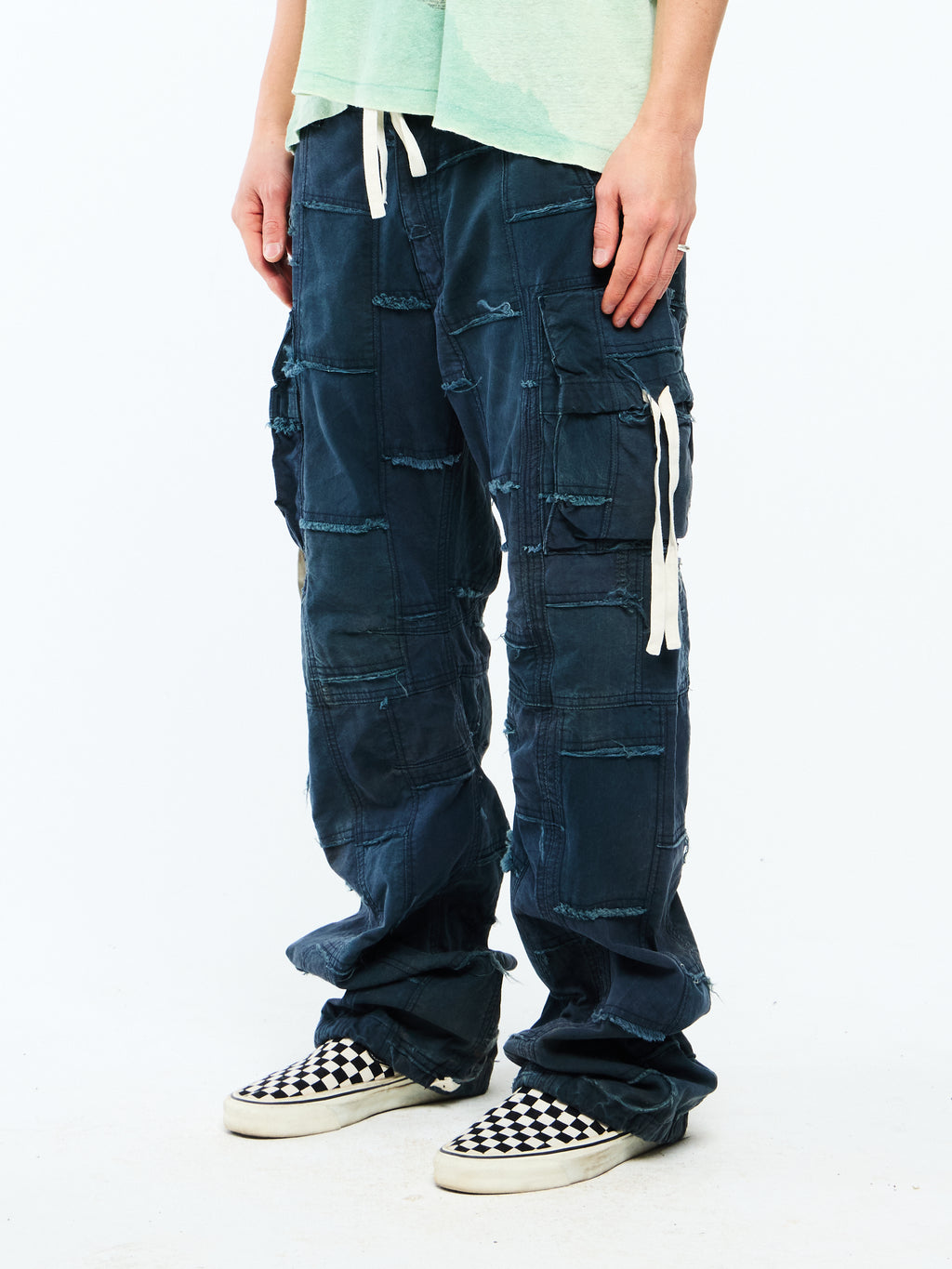 PATCHWORK CARGO PANTS - NAVY