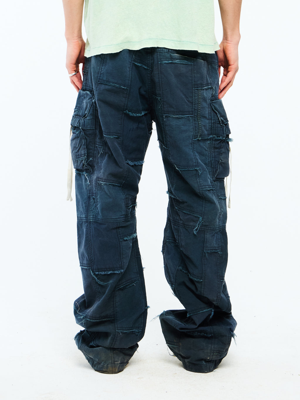 PATCHWORK CARGO PANTS - NAVY