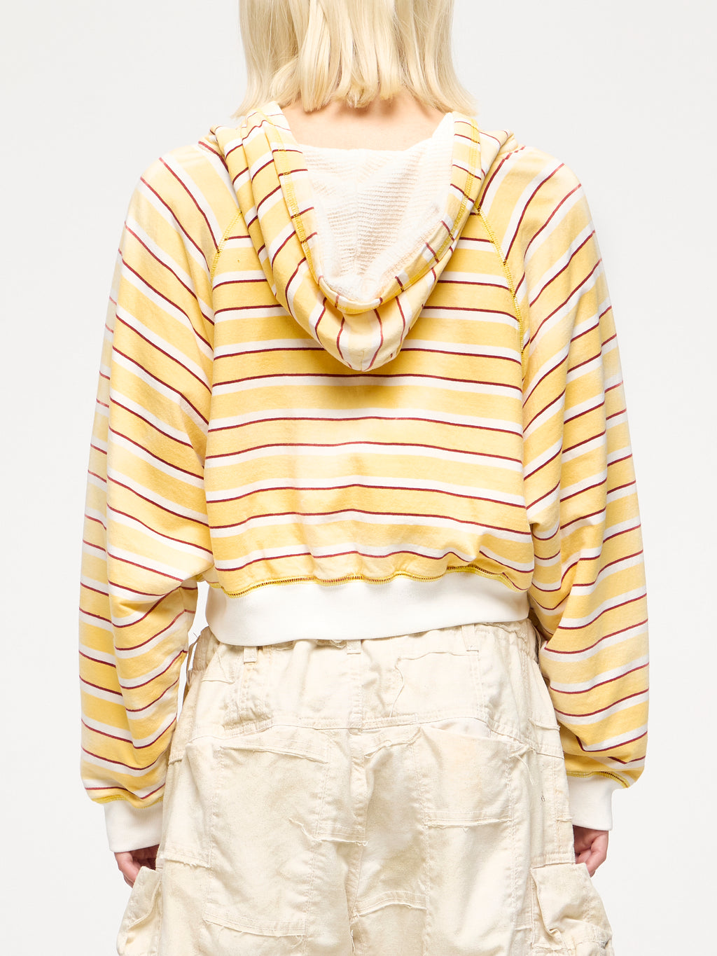 STRIPED THERMAL HOODIE - YELLOW