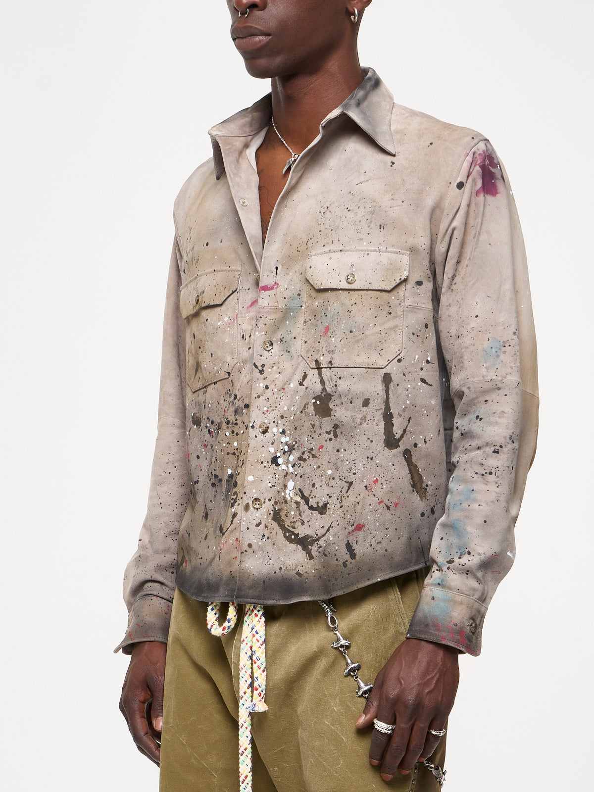 DIRTY SUEDE SHIRT - GREY