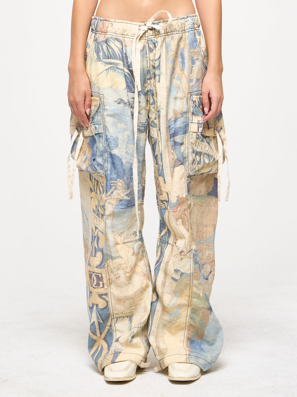 LINEN TAPESTRY CARGOS - BLUE