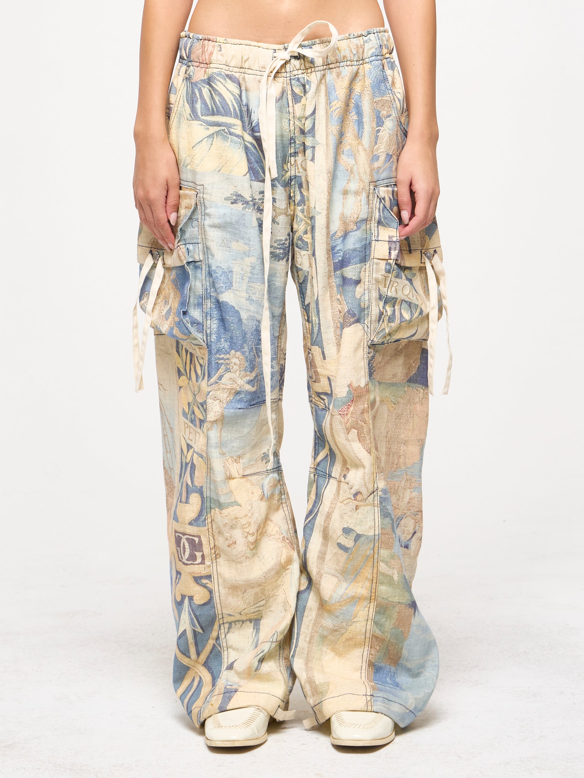 LINEN TAPESTRY CARGOS - BLUE