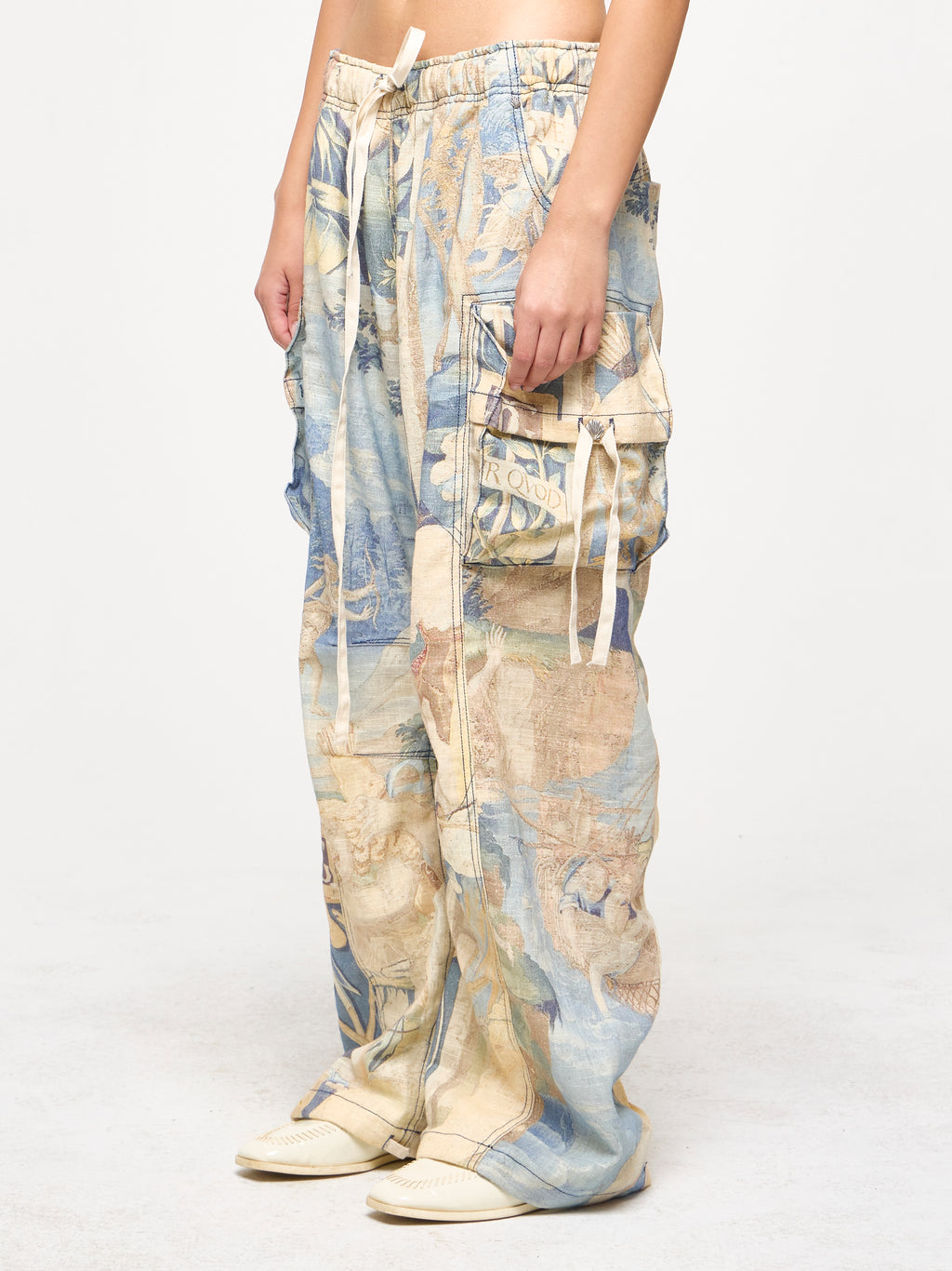 LINEN TAPESTRY CARGOS - BLUE