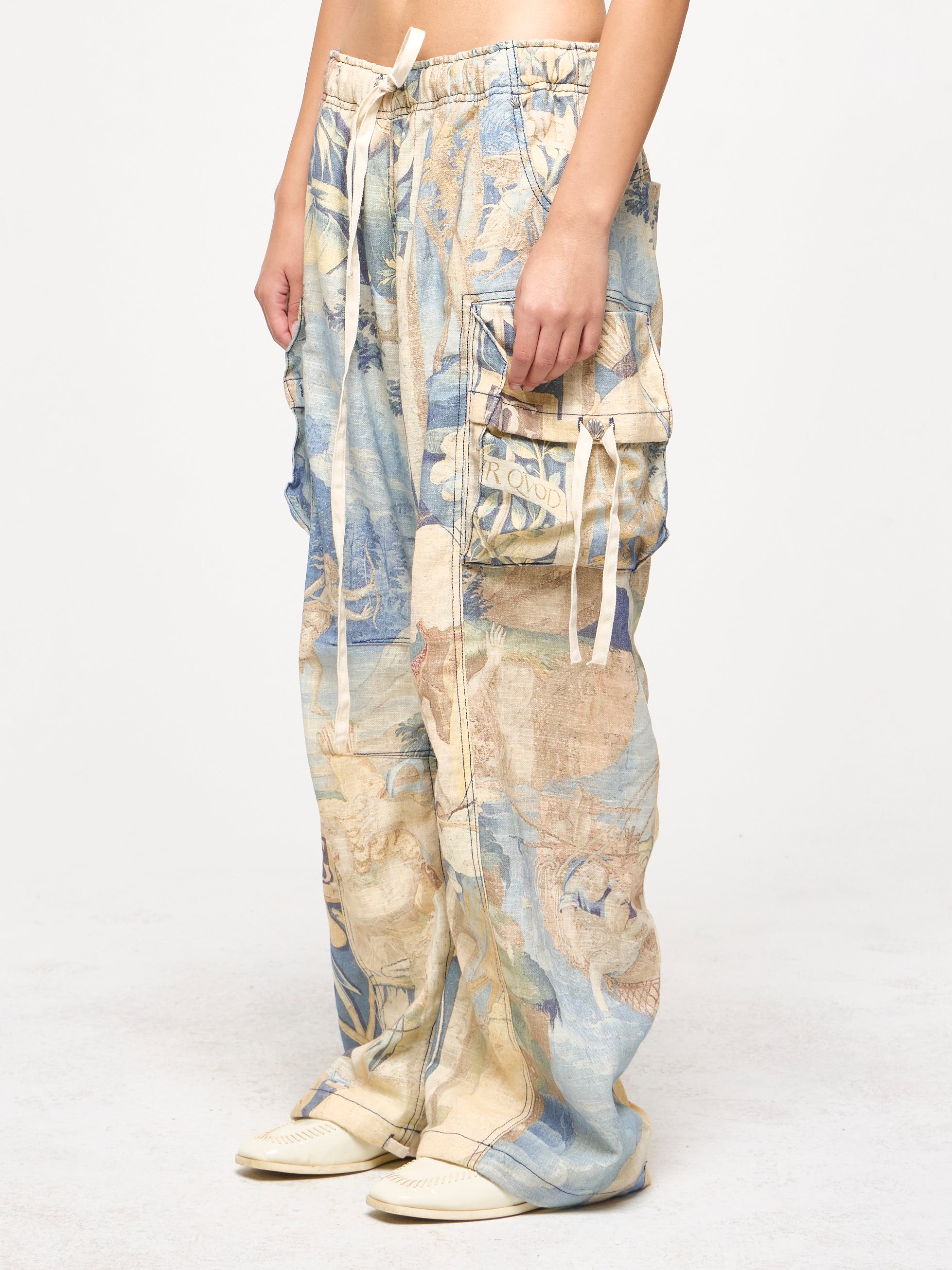 LINEN TAPESTRY CARGOS - BLUE