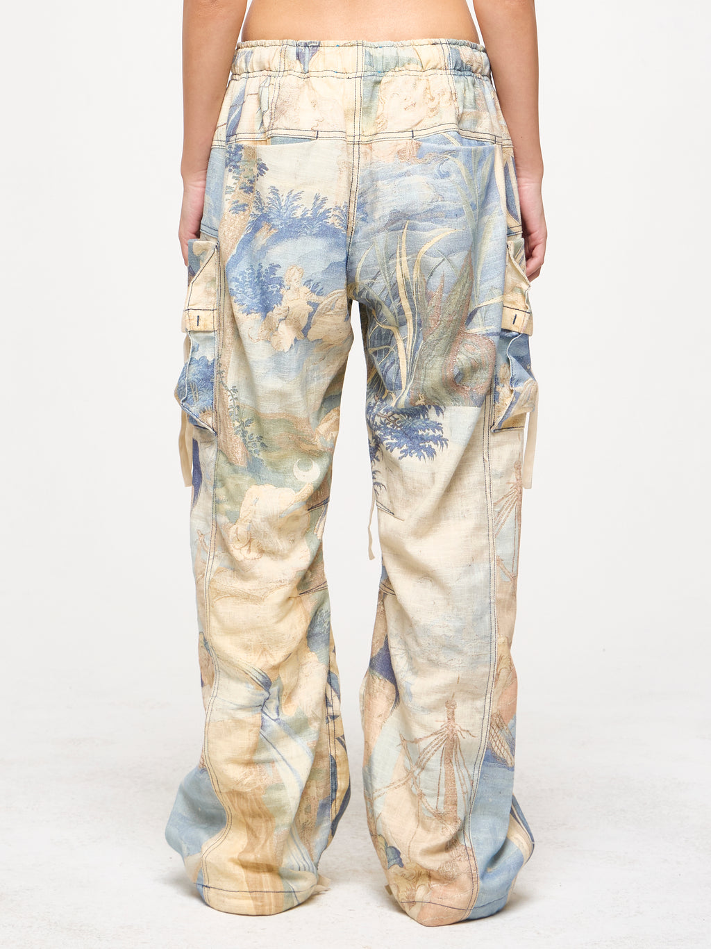 LINEN TAPESTRY CARGOS - BLUE