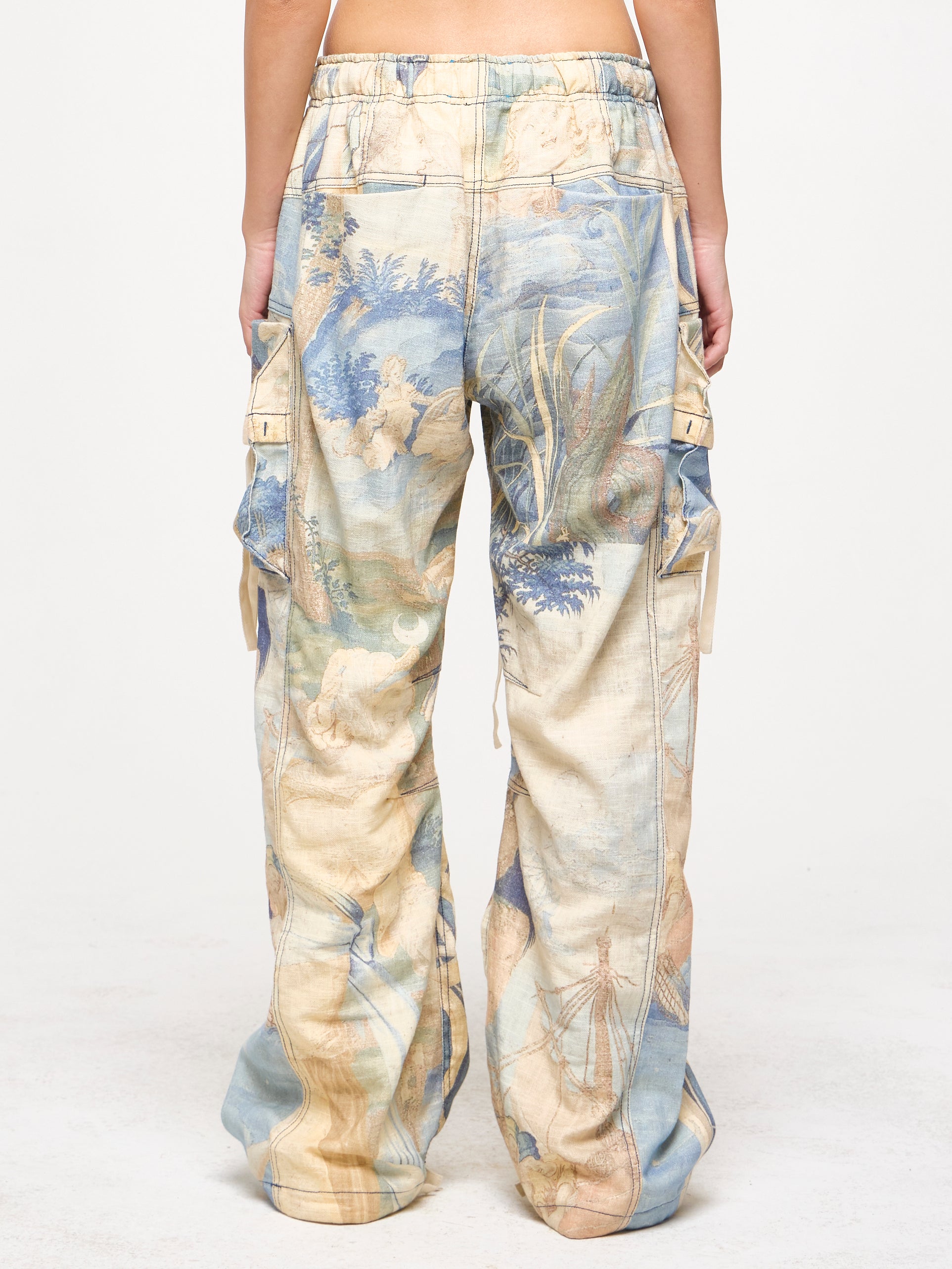 LINEN TAPESTRY CARGOS - BLUE