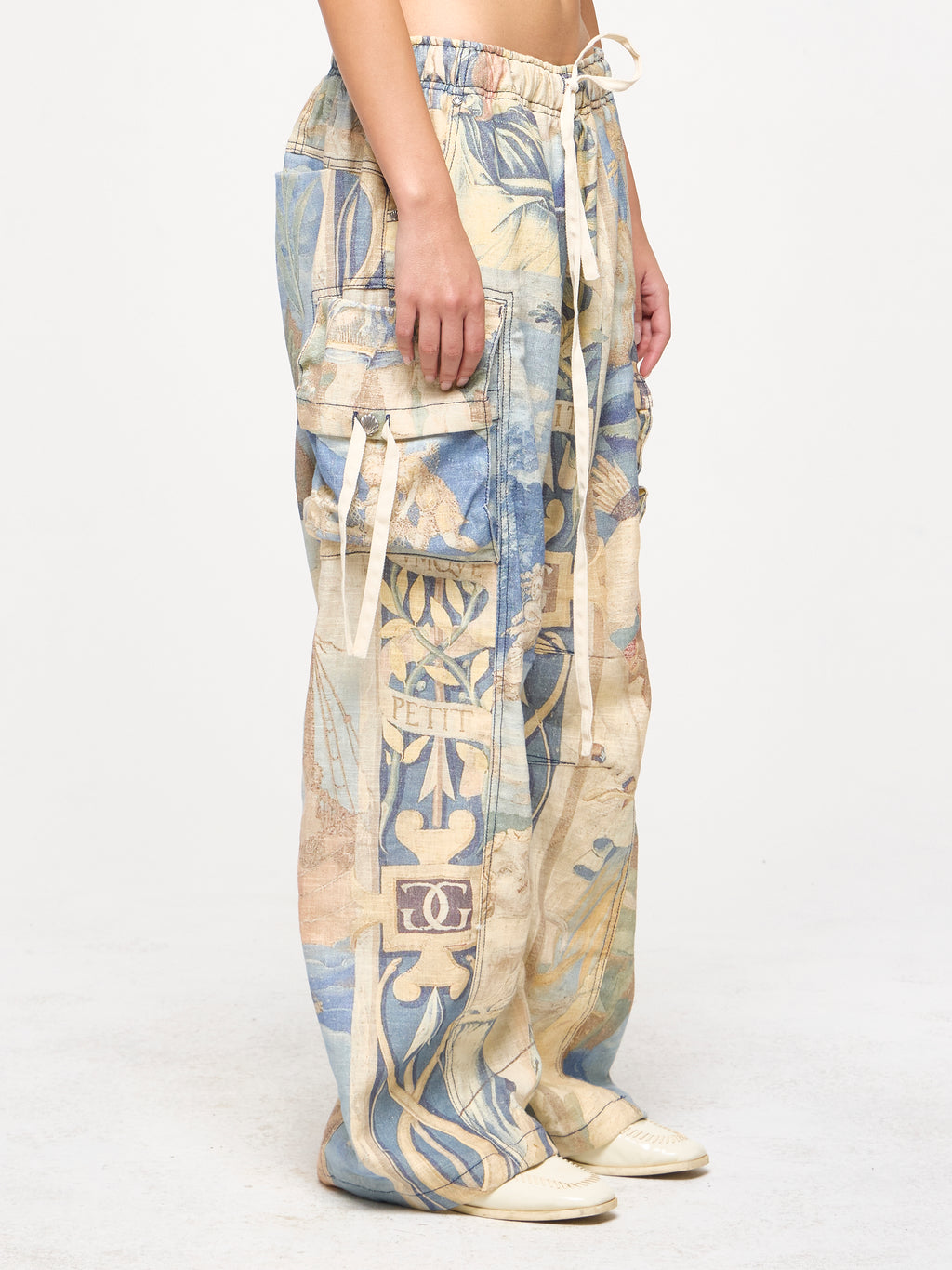 LINEN TAPESTRY CARGOS - BLUE