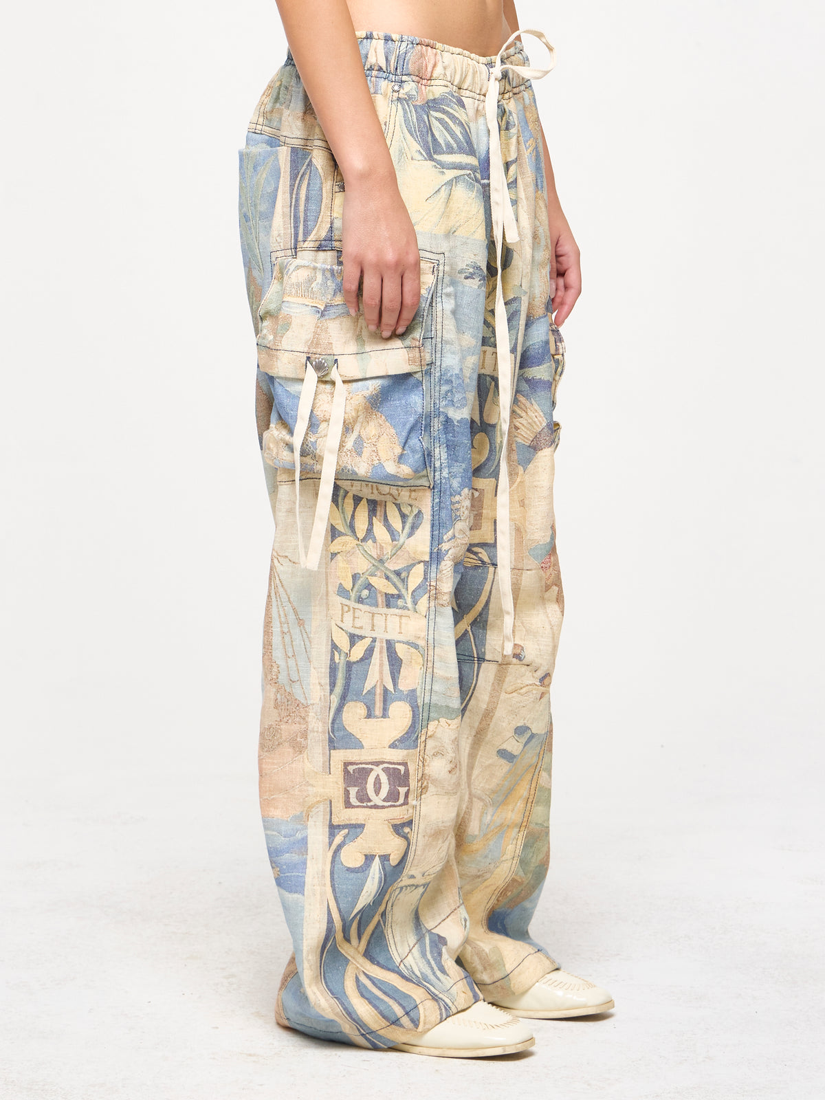 LINEN TAPESTRY CARGOS - BLUE