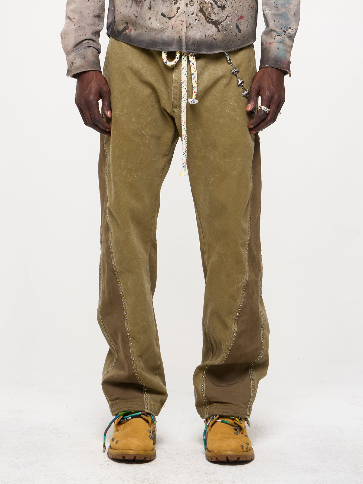 TWIST LEG WORK PANTS - OLIVE