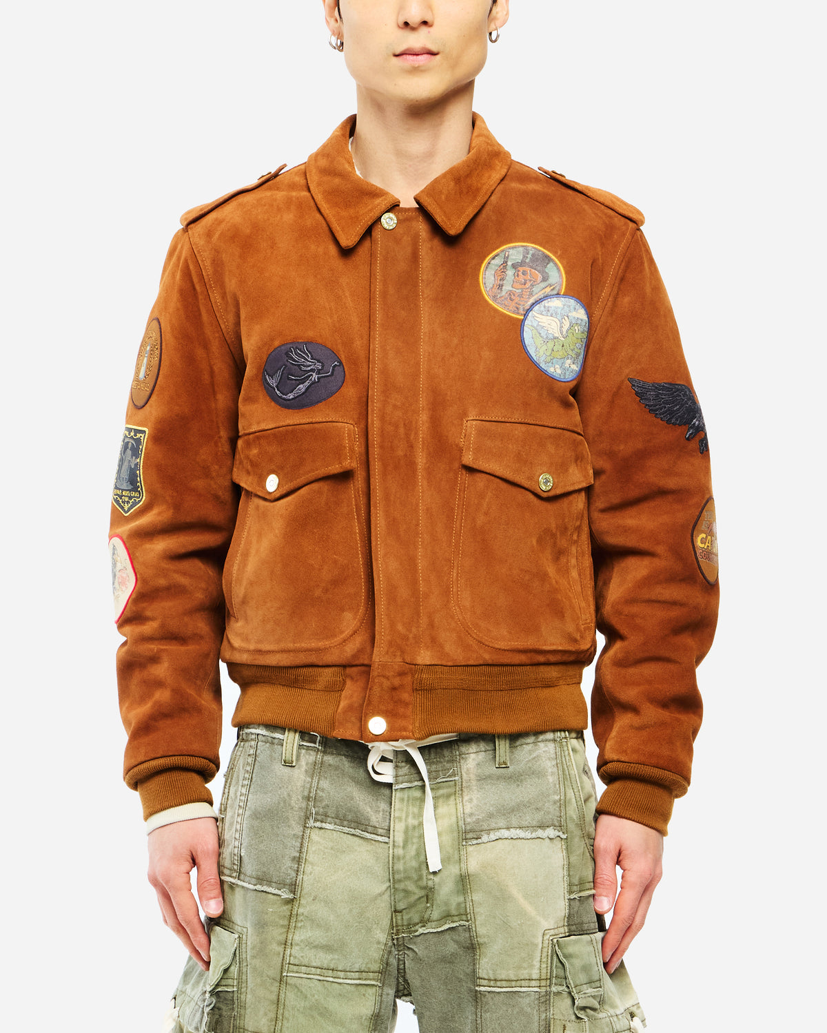 PATCHED SUEDE JACKET - BROWN