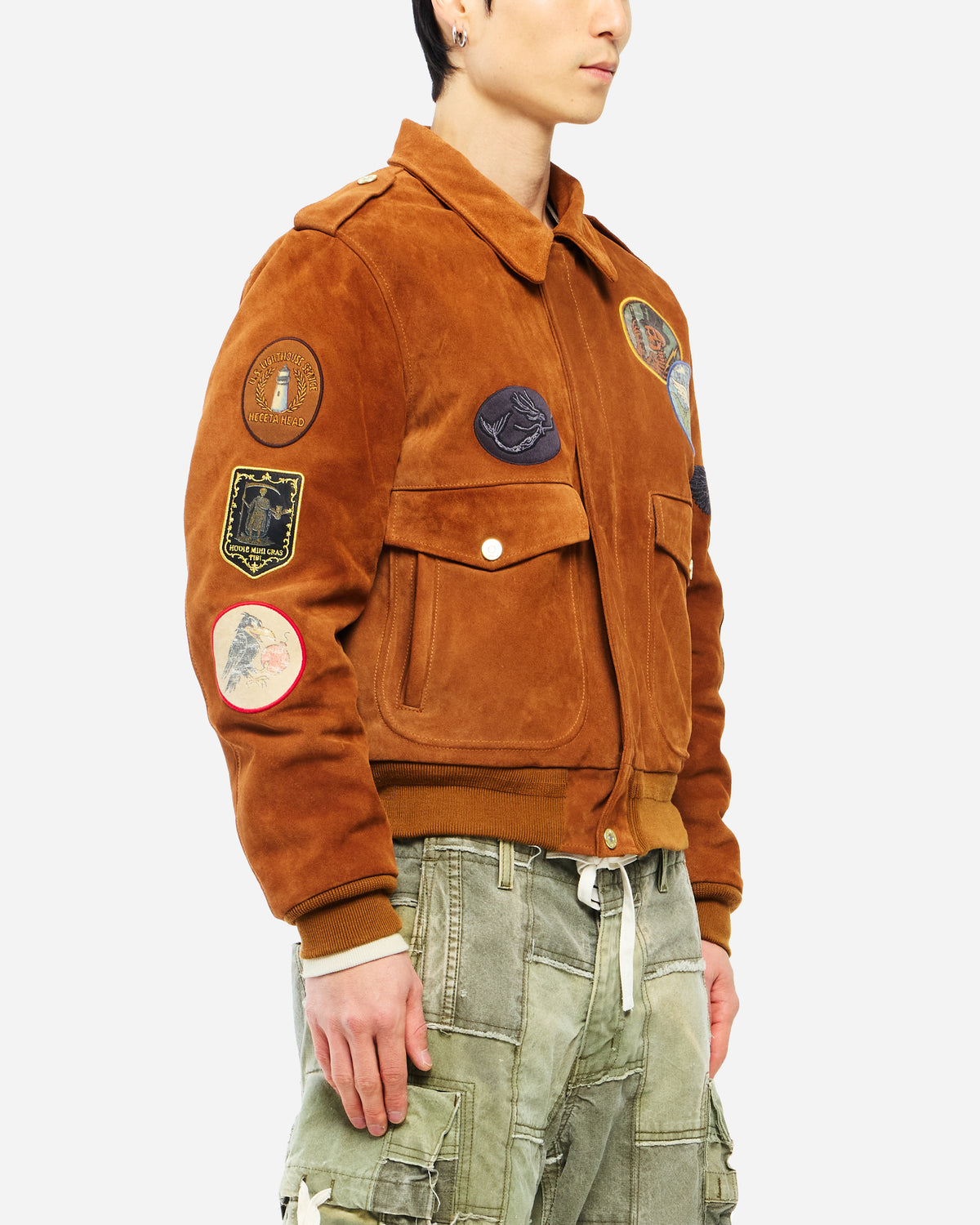 PATCHED SUEDE JACKET - BROWN
