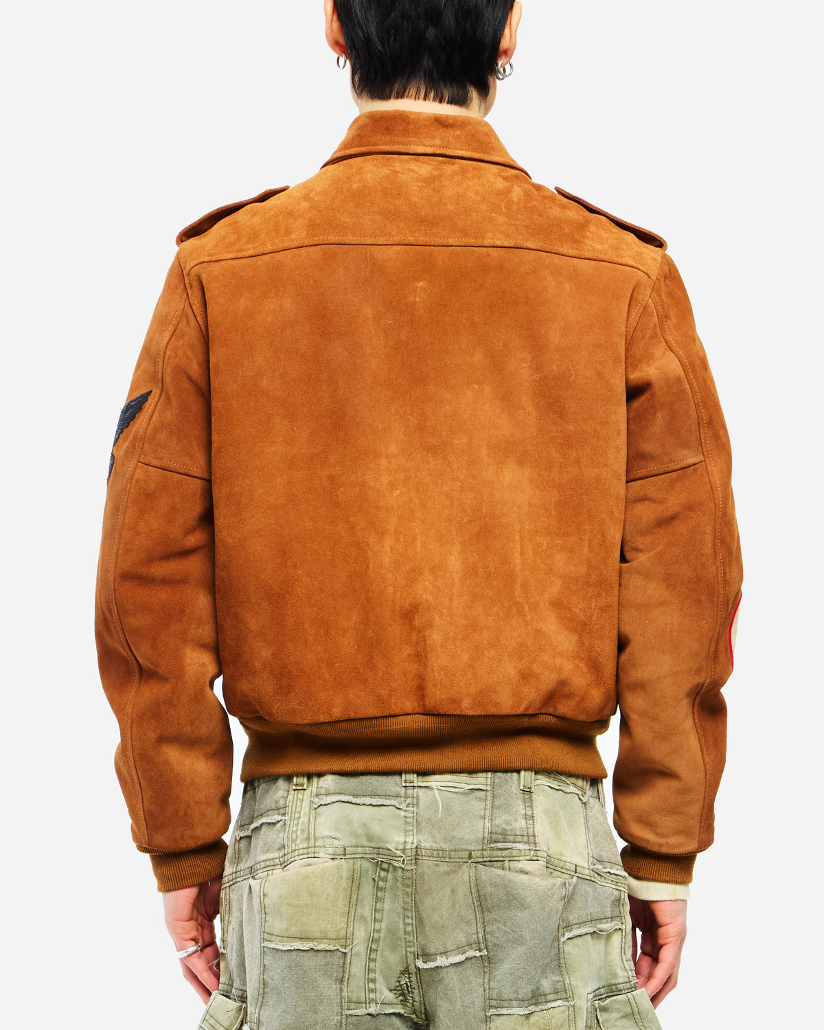 PATCHED SUEDE JACKET - BROWN