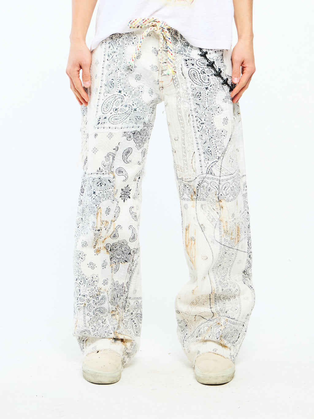 SASHIKO PANTS - WHITE