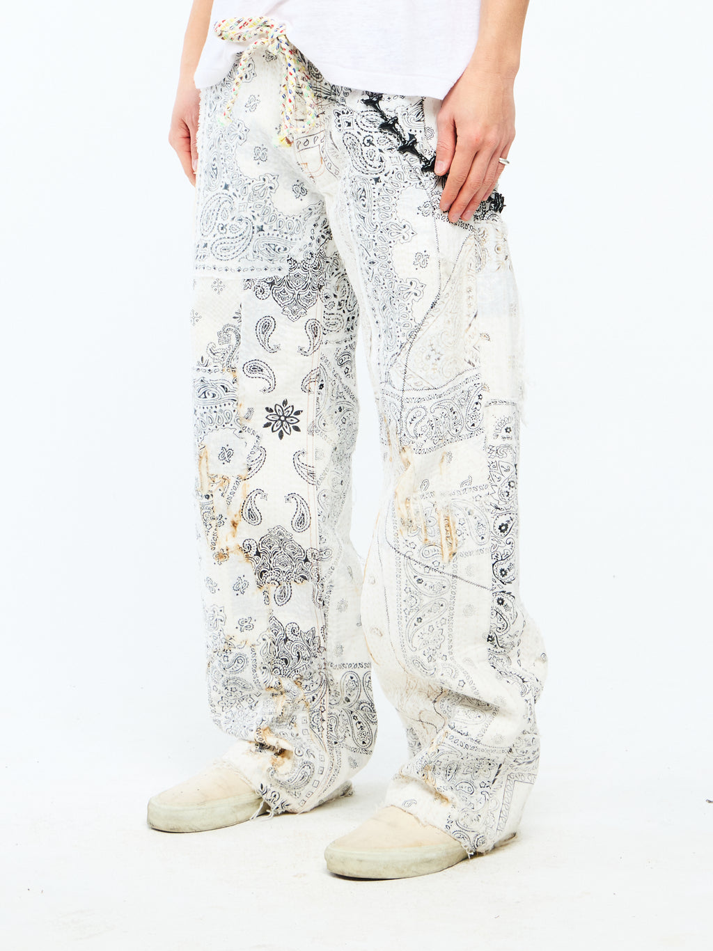 SASHIKO PANTS - WHITE
