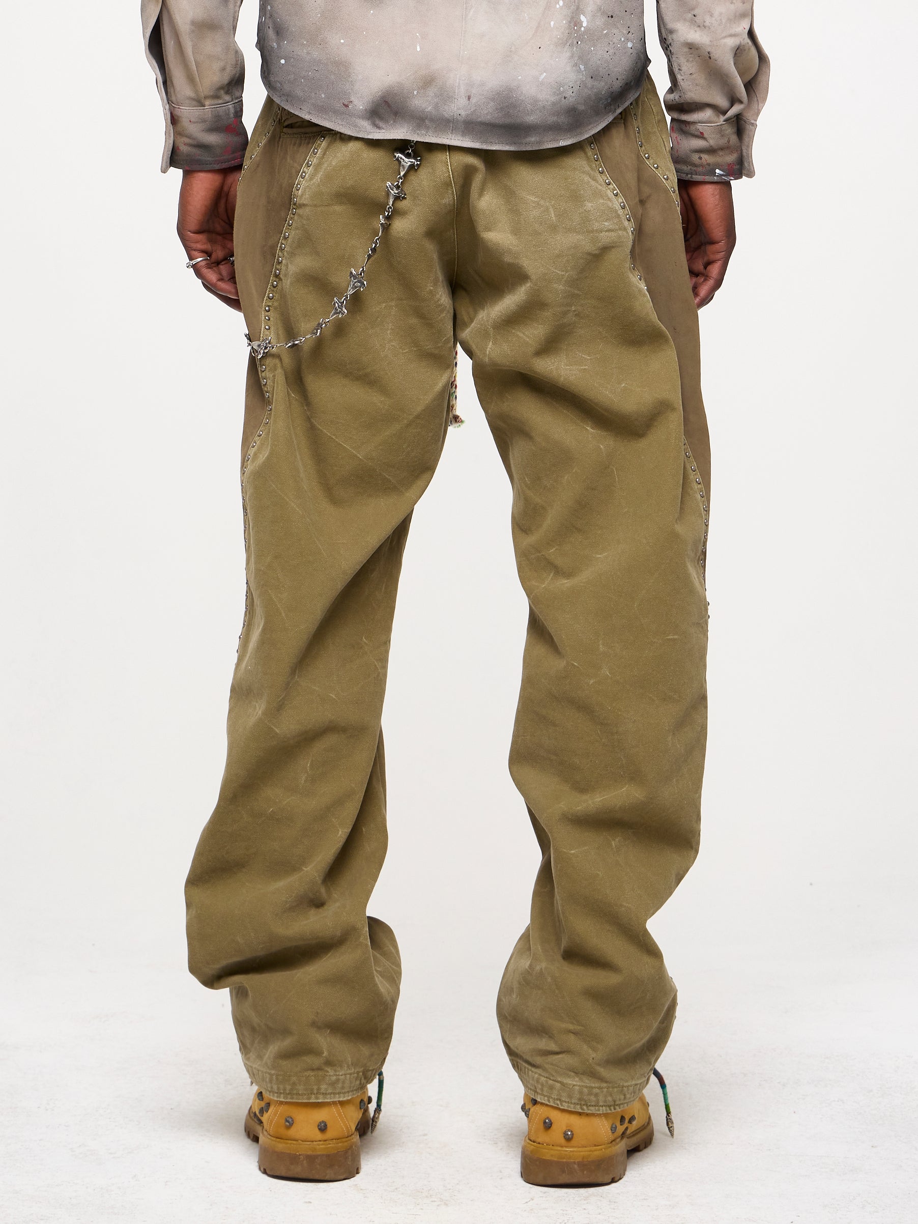 TWIST LEG WORK PANTS - OLIVE