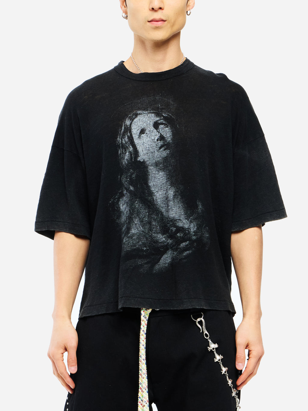 MADONNA SHORT SLEEVE LINEN SHIRT - BLACK