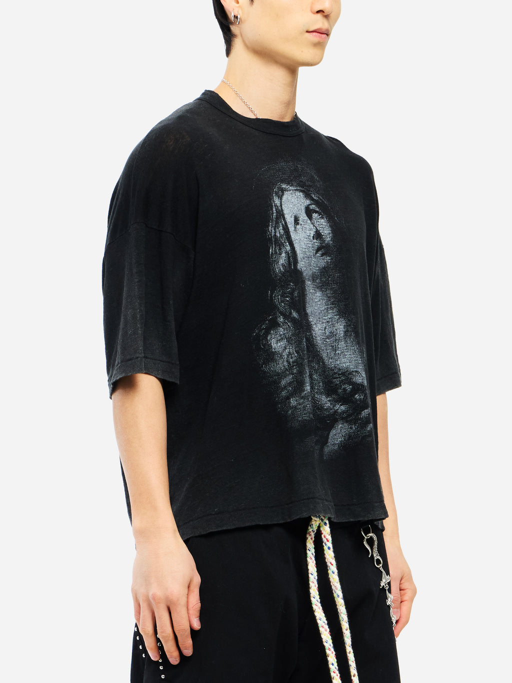 MADONNA SHORT SLEEVE LINEN SHIRT - BLACK
