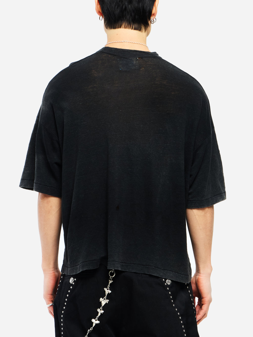 MADONNA SHORT SLEEVE LINEN SHIRT - BLACK